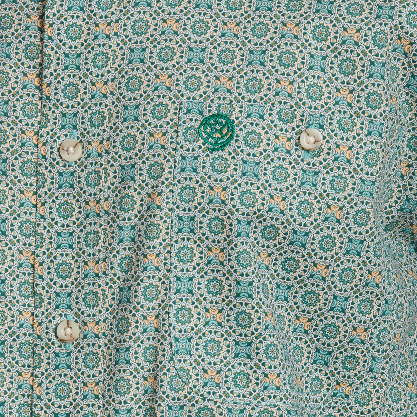 Wrangler Men's George Strait Collection Turquoise Geo Print Western Shirt - Image 1