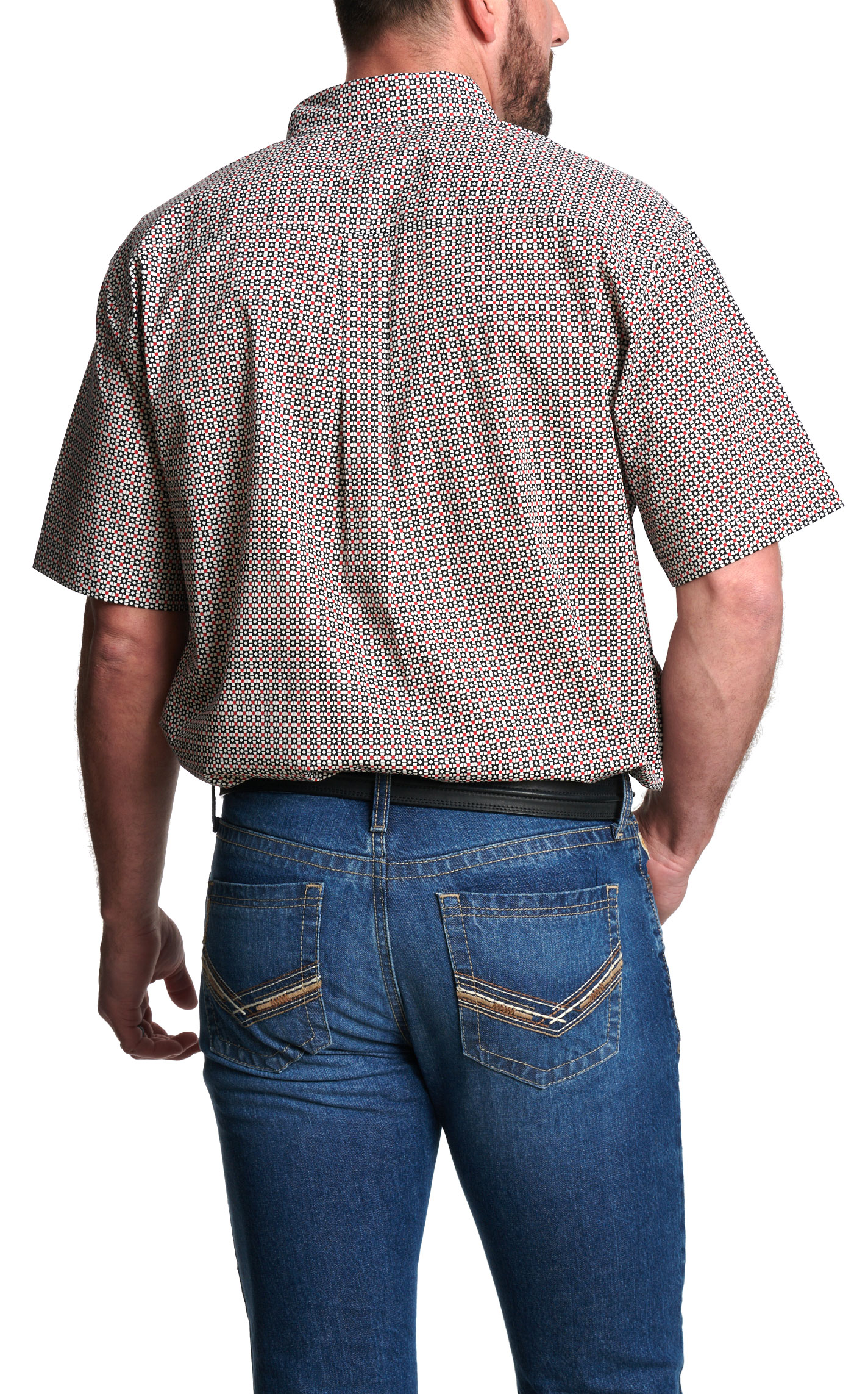 Cinch Men's Red & Navy Geo Print Western Shirt - Image 1