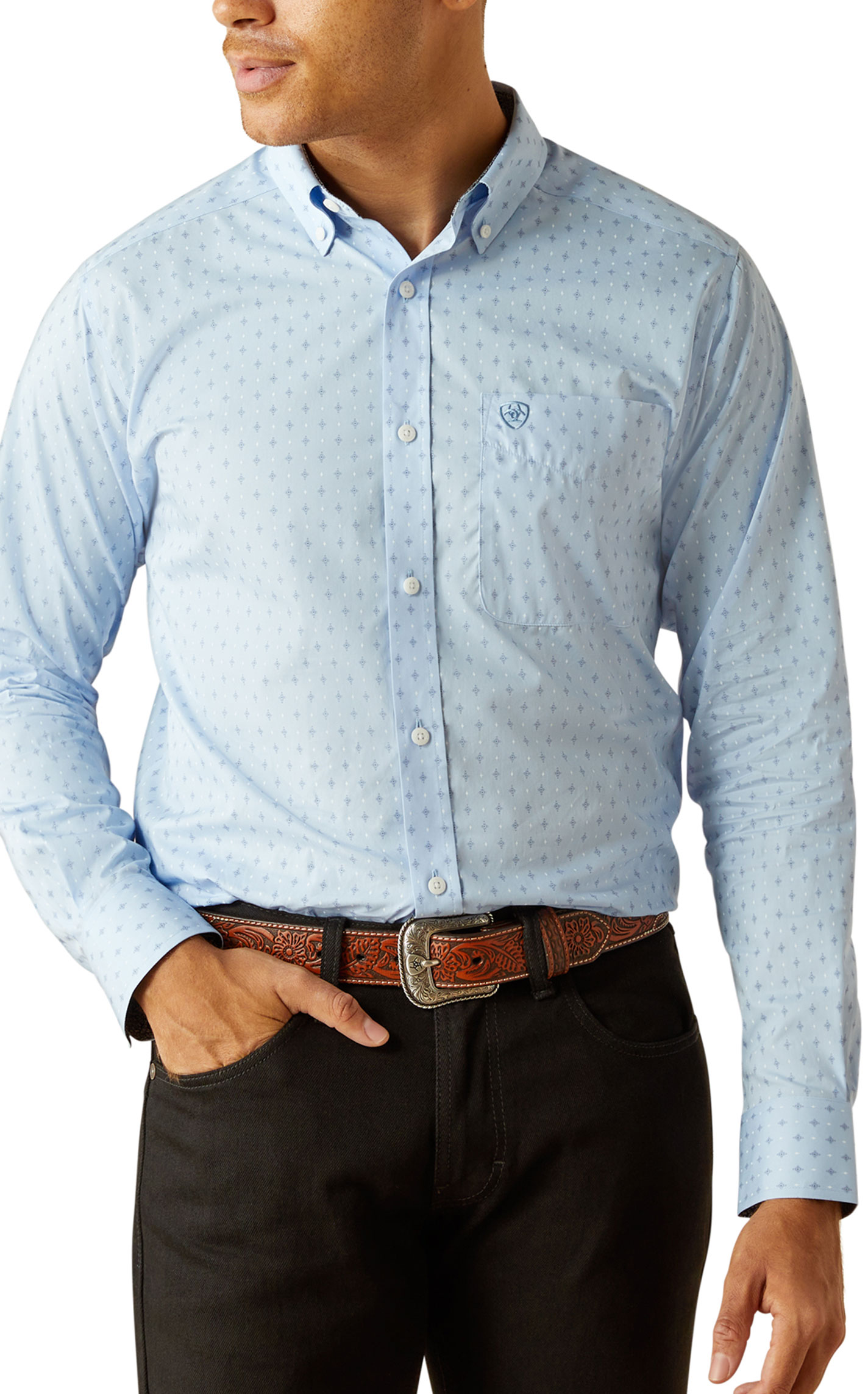 Ariat Men's Donte Cornflower Geo Print Western Shirt - Image 1