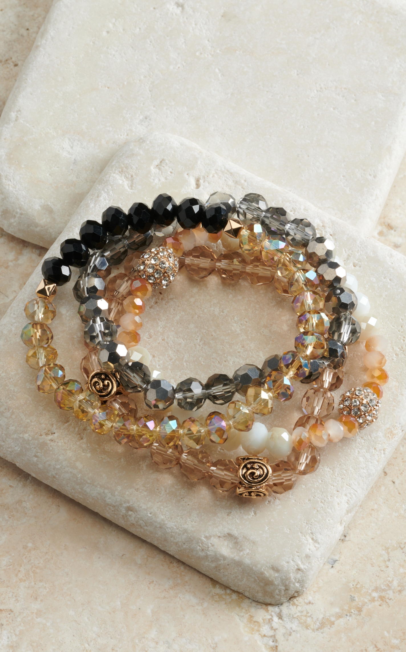 Blazin Roxx Multi-Color Shiny Beaded 4 Strand Bracelets - Image 1