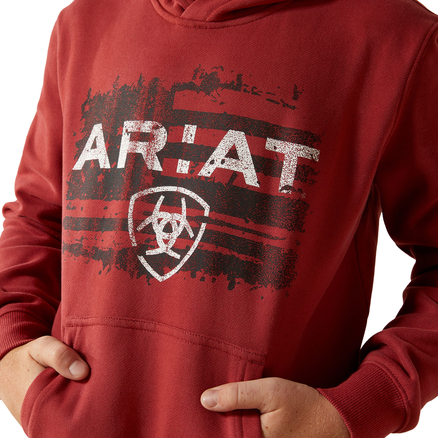 Ariat Boy's Liquid Stamp Flag Graphic Hoodie - Image 1