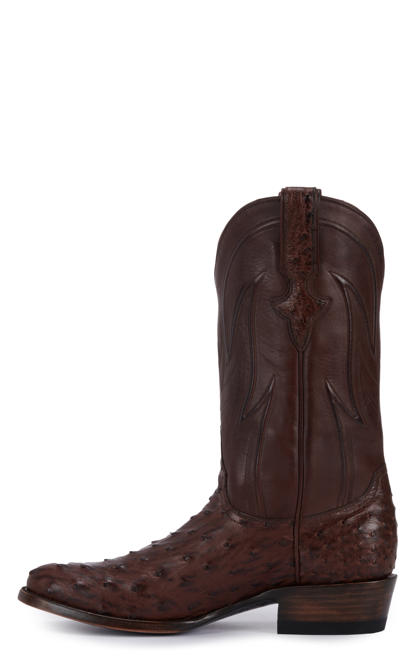 JRC & Sons Men's Jose Full Quill Ostrich Round Toe Exotic Cowboy Boot in Tobacco - Image 1