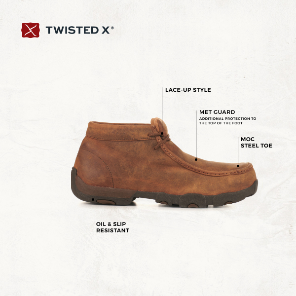 Twisted X Men's Brown MetGuard Round Moc Steel Toe Lace Up Work Shoe - Image 1