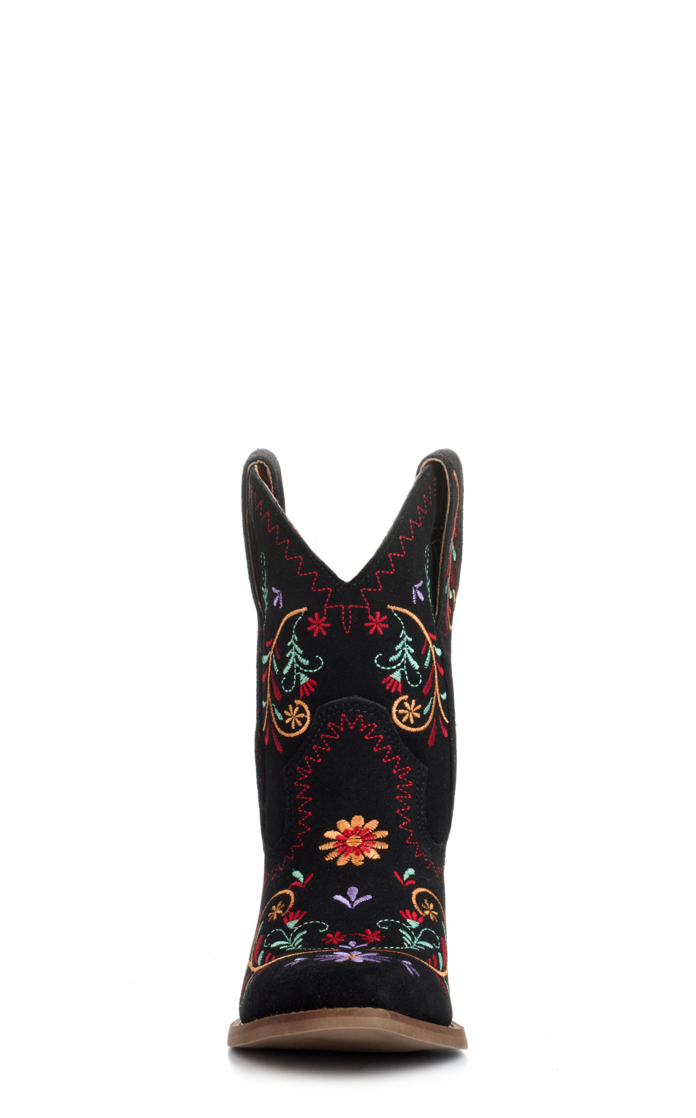 Dingo Women's Sugar Bug Black Suede with Floral Embroidery Round Toe Booties - Image 1
