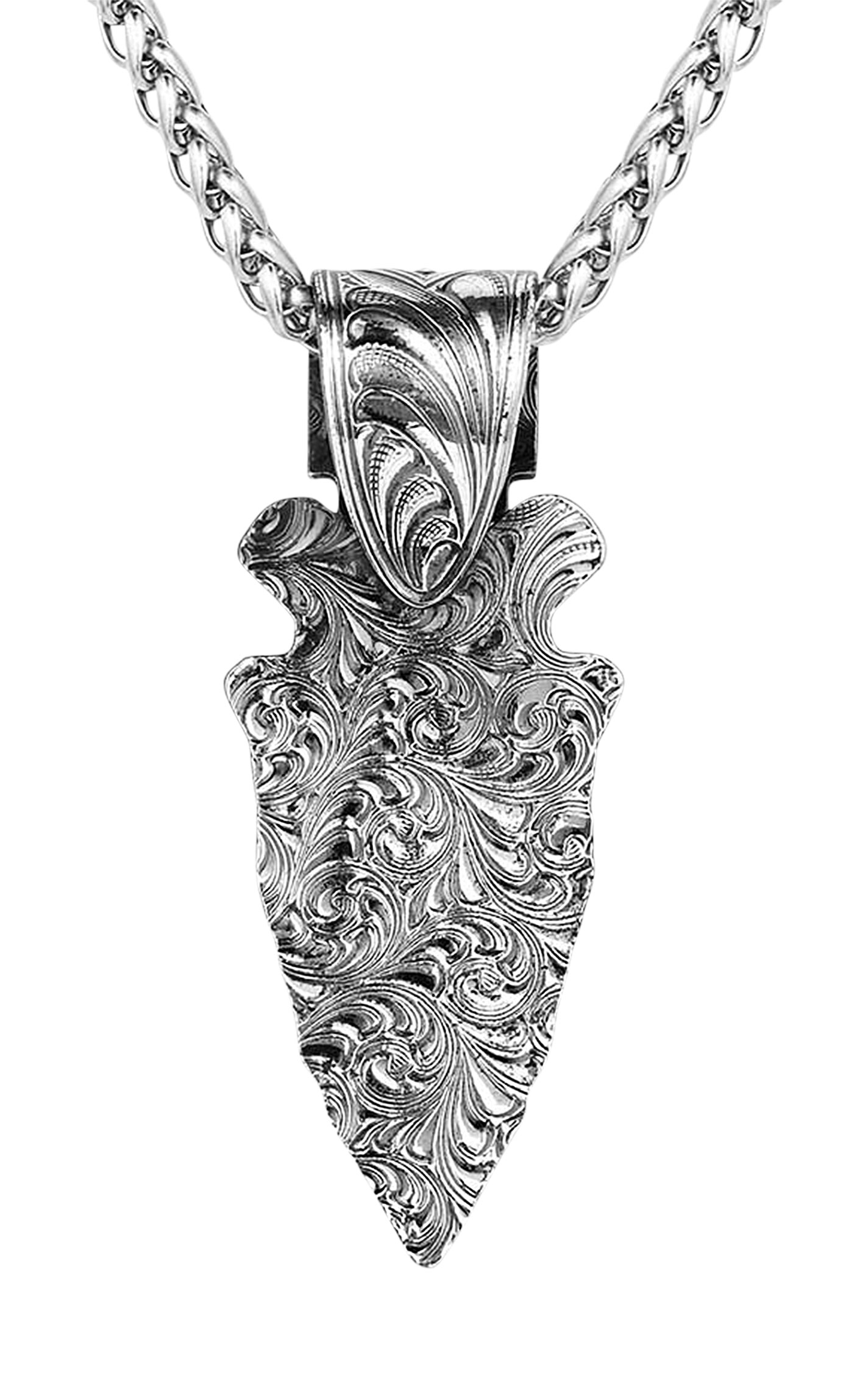 Montana Silversmiths Men's Antiqued Silver Filigree Arrowhead Pendant Necklace - Image 1