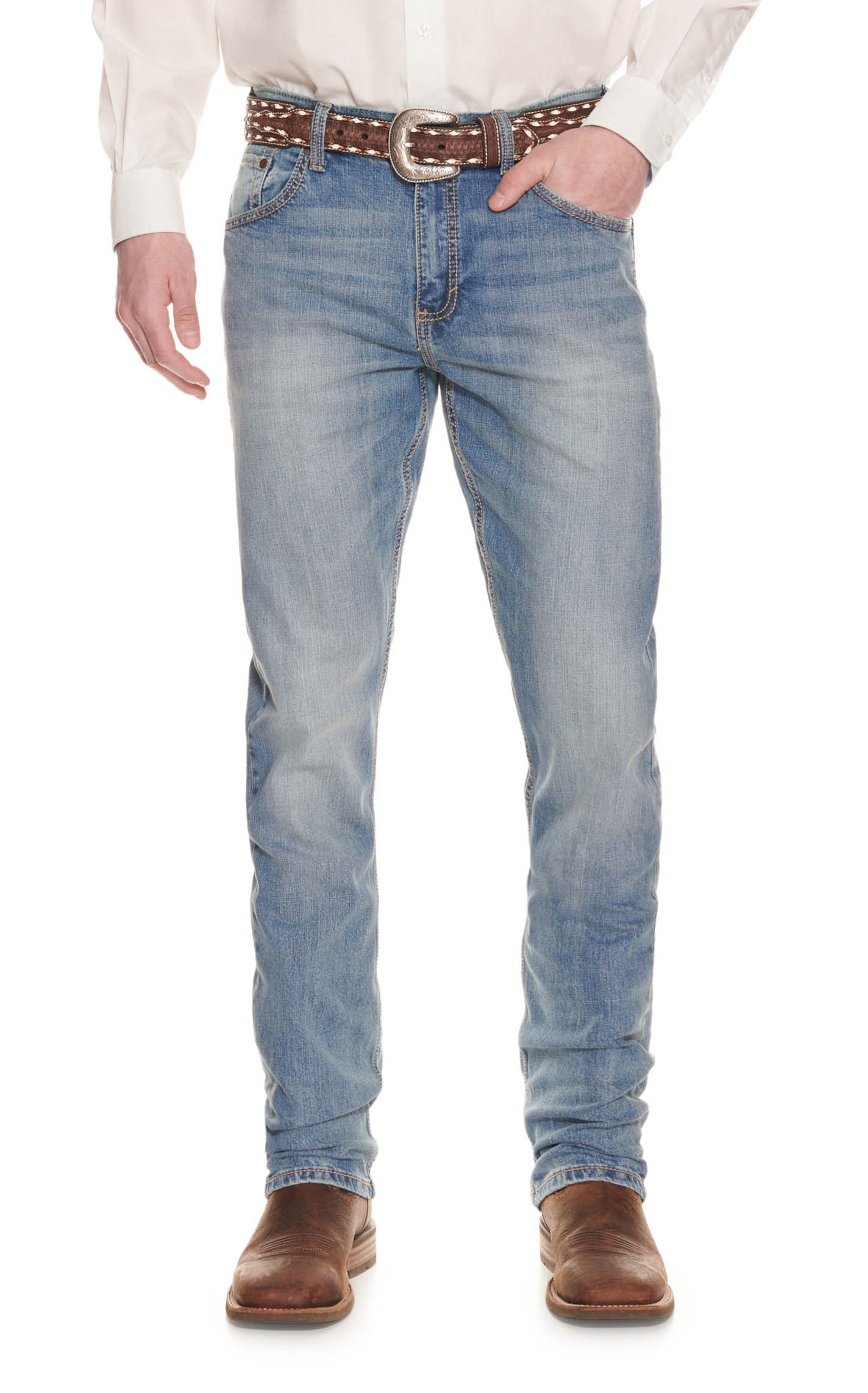 Wrangler Retro Men's Medium Wash Slim Fit Straight Leg Stretch Jean - Image 1
