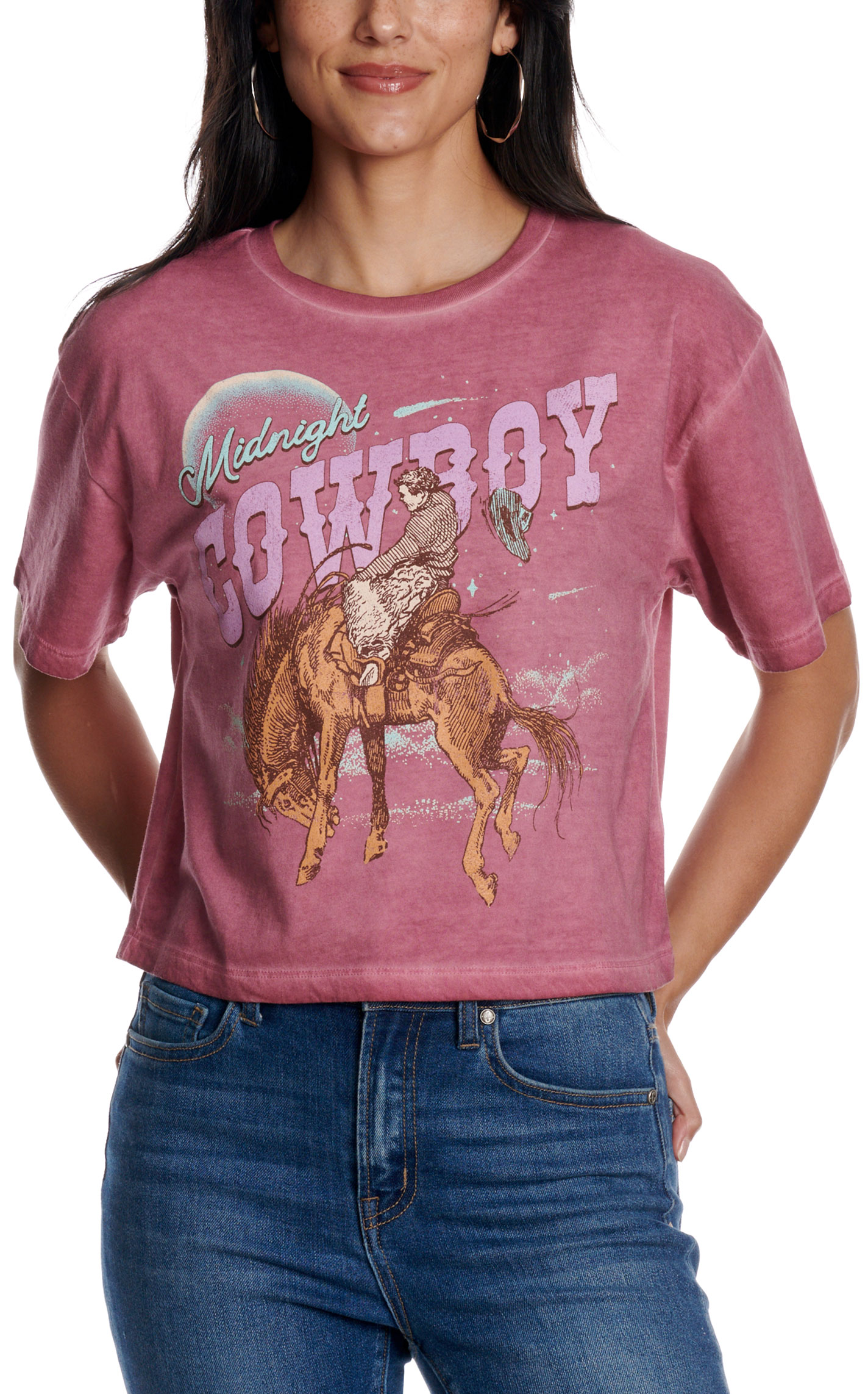 Zutter Women's Vintage Rose Midnight Cowboy Graphic T-Shirt - Image 1