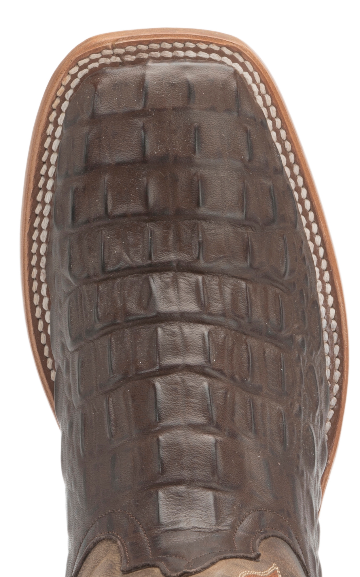 Anderson Bean Youth Chocolate Croc Print Square Toe Cowboy Boots - Image 1