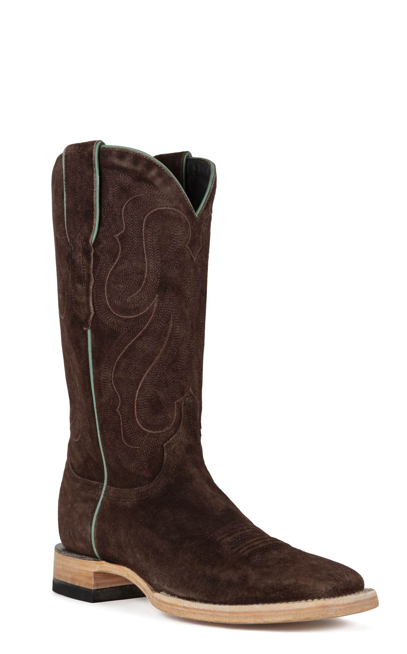 Resistol Men's Stonewash Chocolate Suede Wide Square Toe Cowboy Boots - Image 1