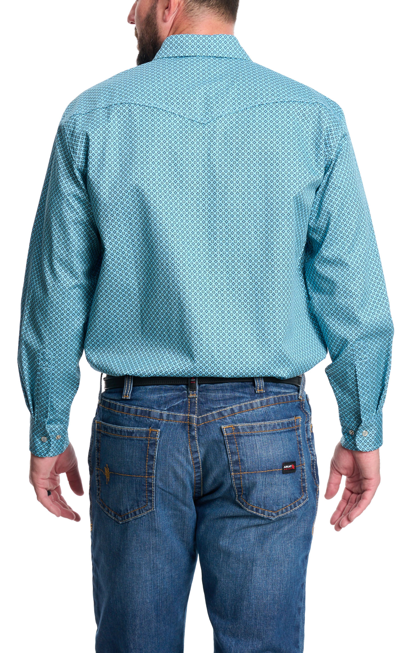 Forge Men's Turquoise Geo Print FR Work Shirt - Image 1