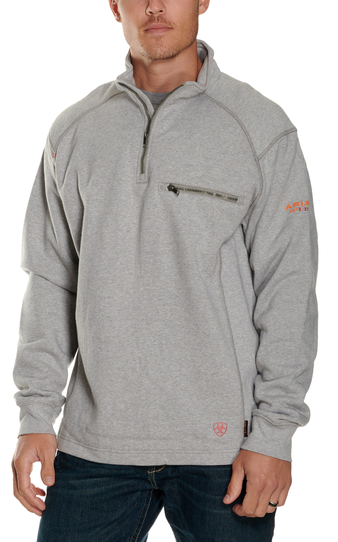 Ariat Men's FR Silver Fox Heather 1/4 Zip Pullover - Big & Tall - Image 1