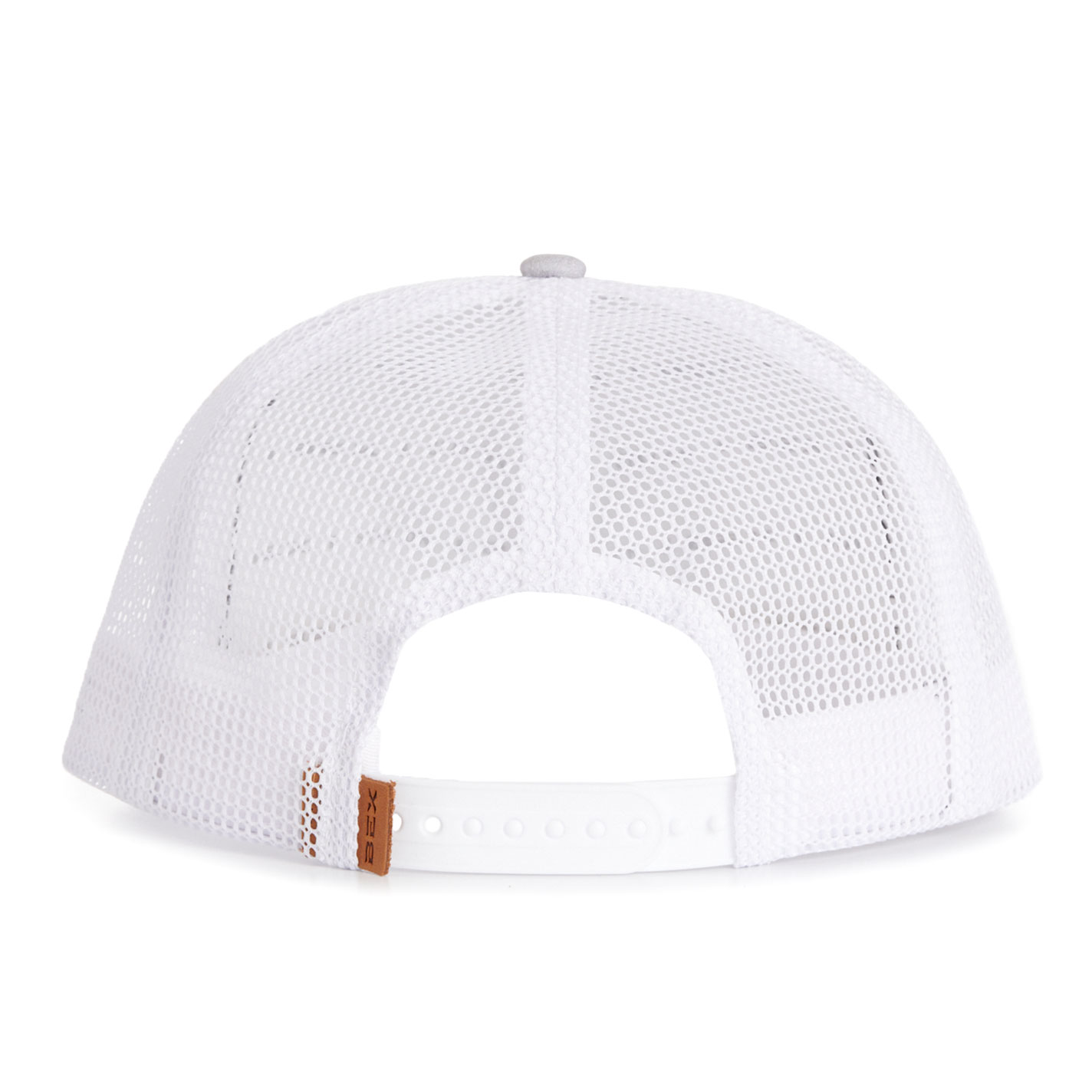 Bex Light Gray & White Rustler Leather Patch Flat Bill Cap - Image 1
