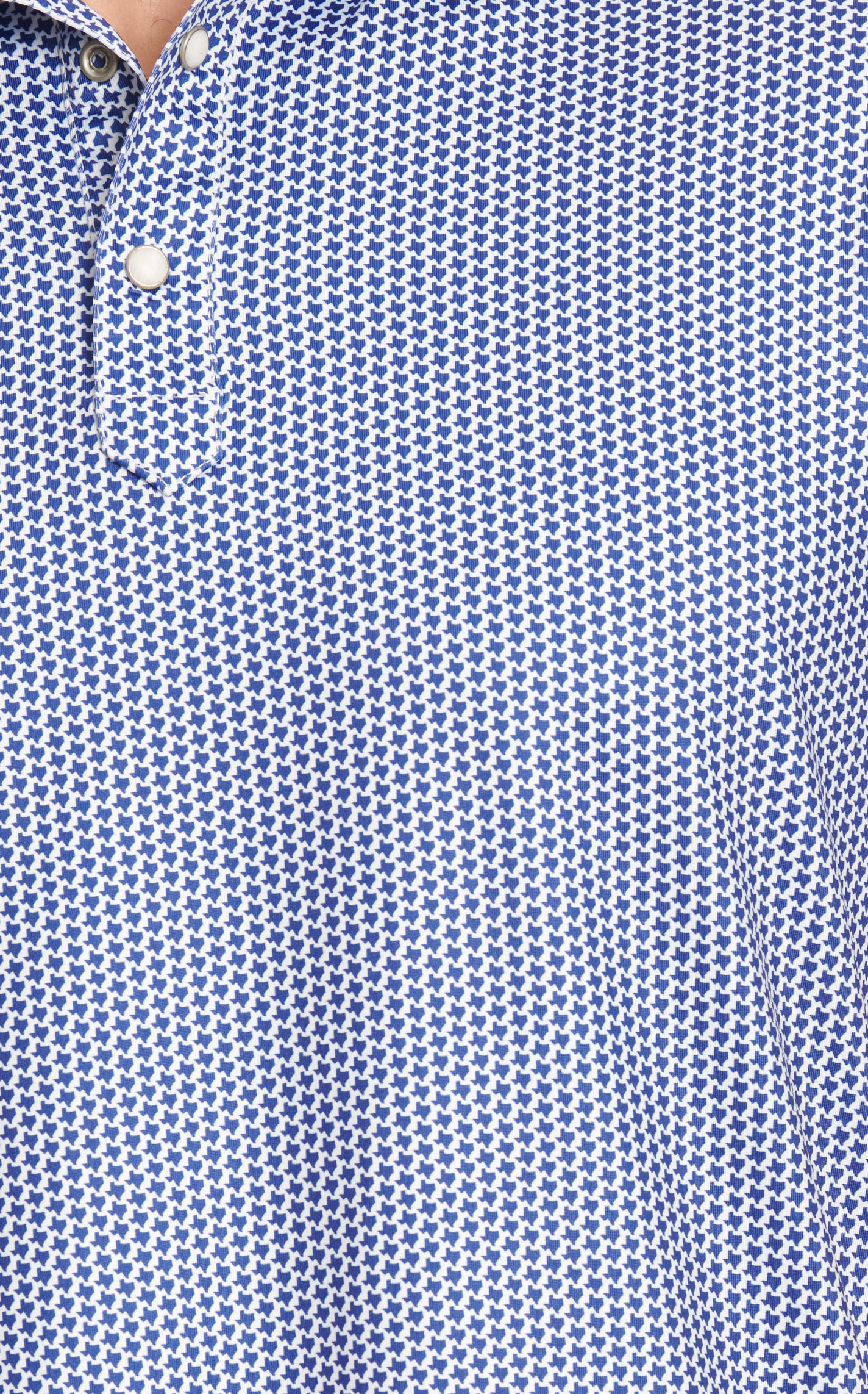 Rafter C Men's ProFlex45 Royal Blue Texas Geo Print Short Sleeve Snap Polo Shirt - Image 1