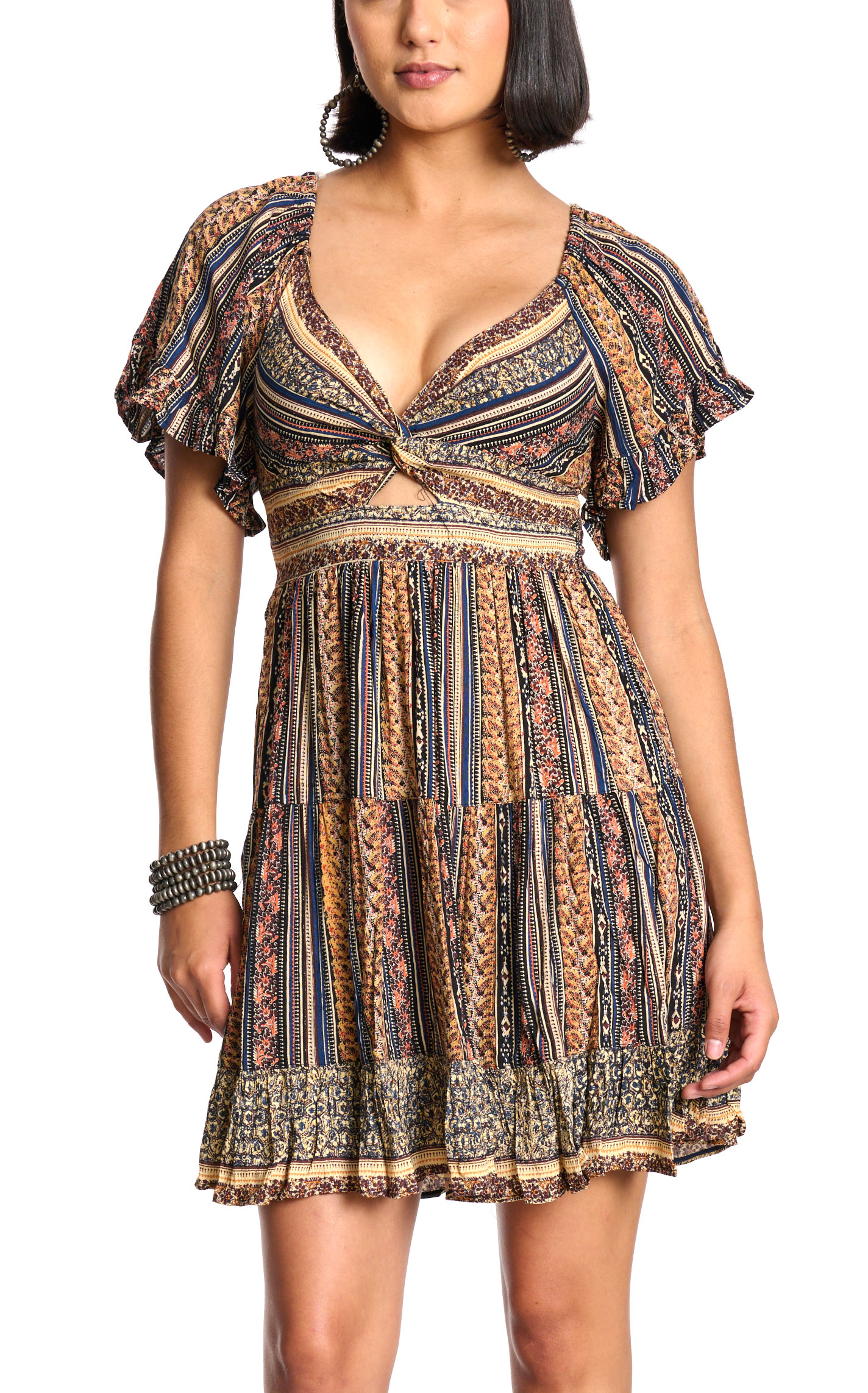 Angie Women's Black Floral Twist-Top Dress  - Image 1
