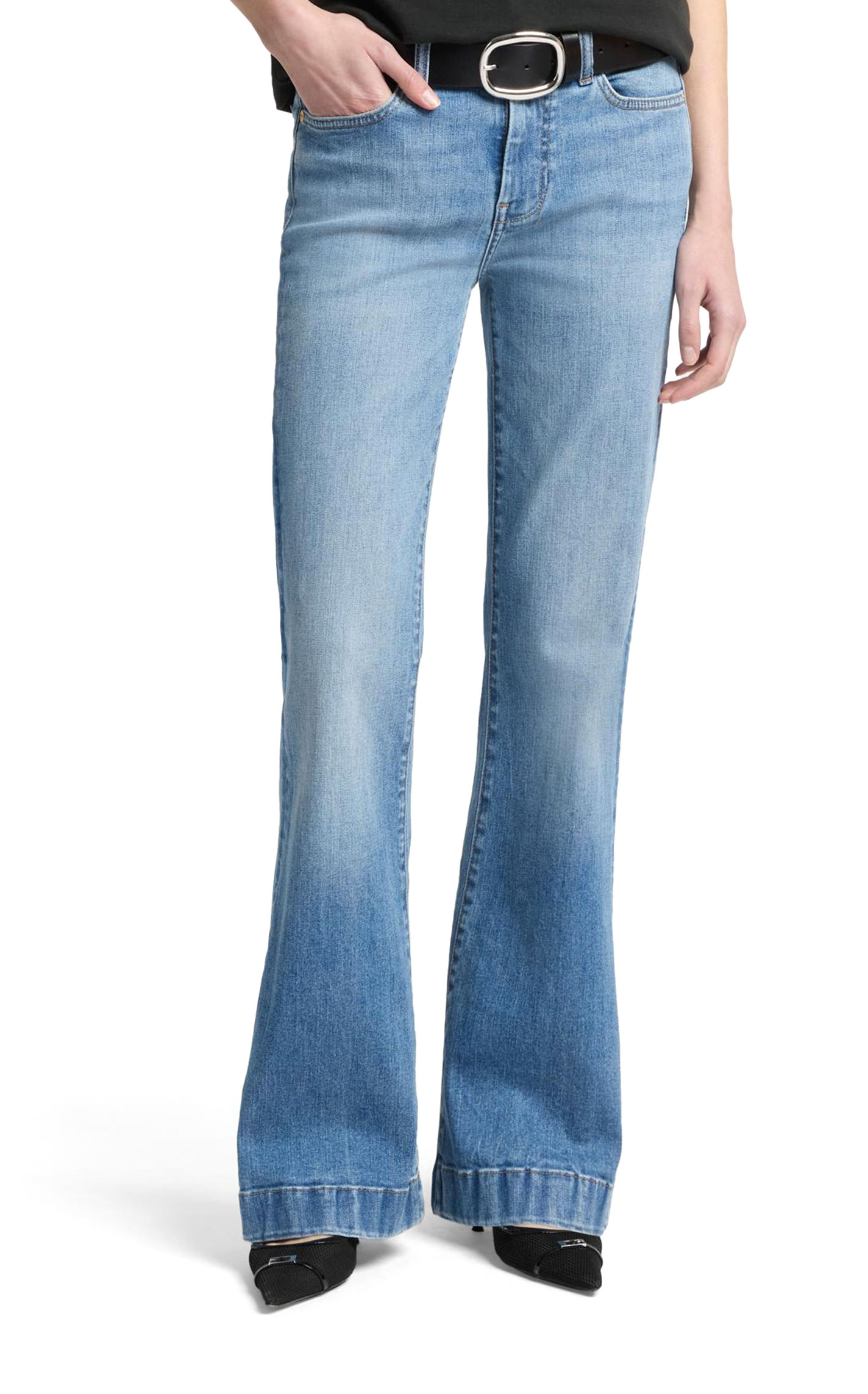 7 For All Mankind Women's DOJO Tailorless Light Wash Tonal Pocket Jeans - Image 1