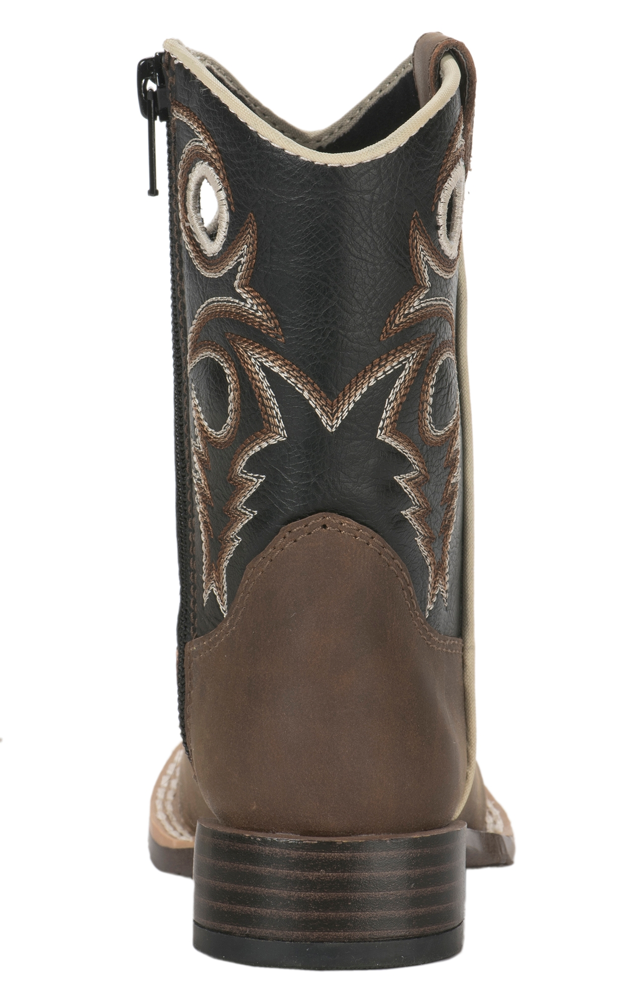 Double Barrel Toddler Brown and Black Square Toe Boots - Image 1