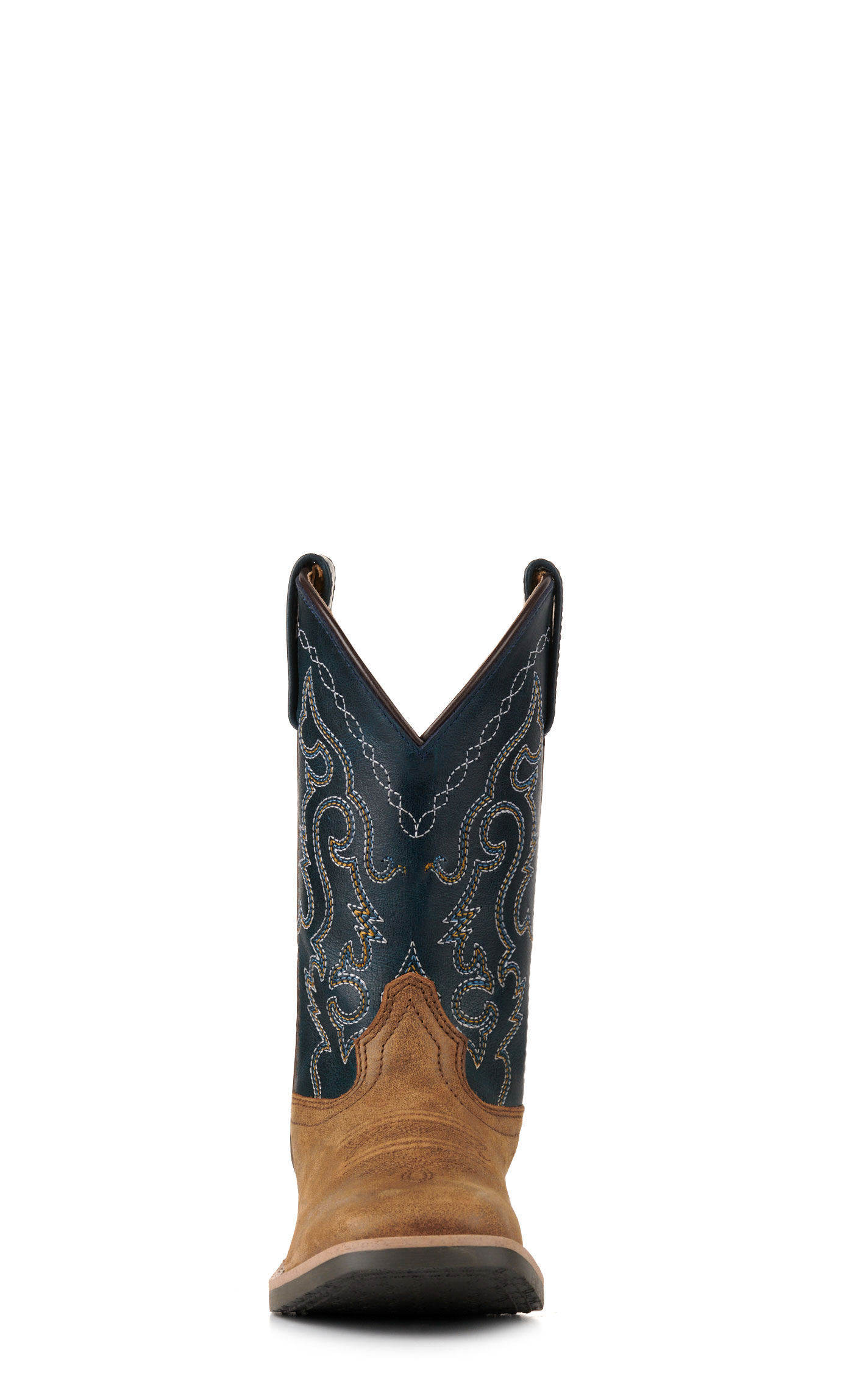 Smoky Mountain Kids' Antique Brown and Midnight Blue Wide Square Toe Cowboy Boots - Image 1