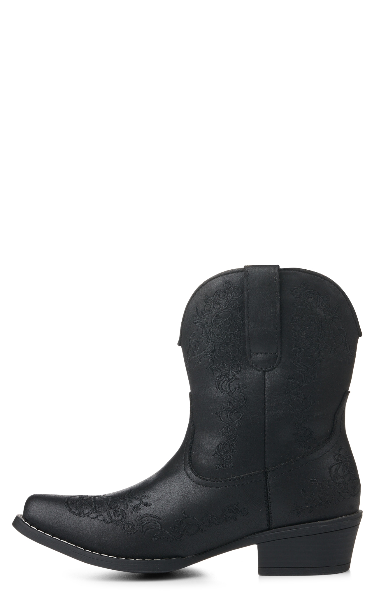 Roper Women's Black with Scroll Embroidery Snip Toe Cowboy Booties - Image 1