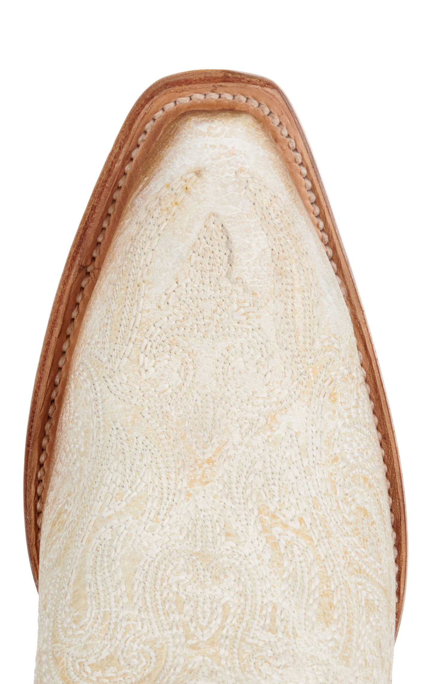 Corral Women's Crackled White with Luminescent Embroidery Snip Toe Cowboy Boots - Image 1