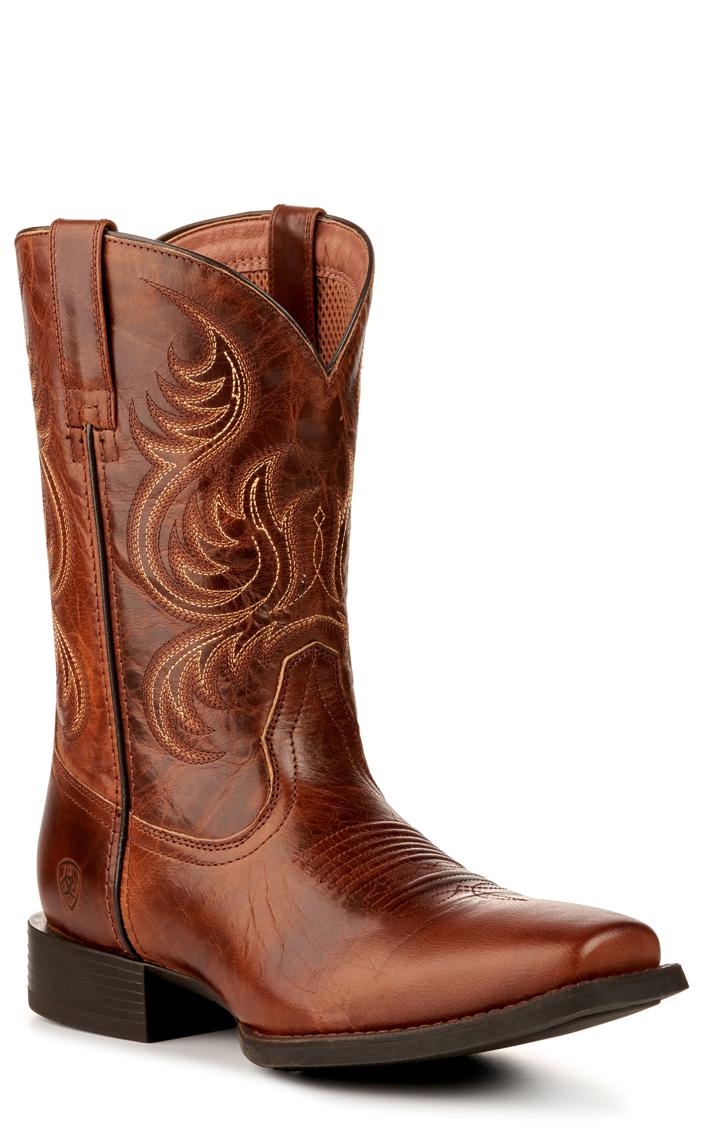 Ariat Men's Sport Boss Man Rich Cognac Punchy Square Toe Cowboy Boots - Image 1