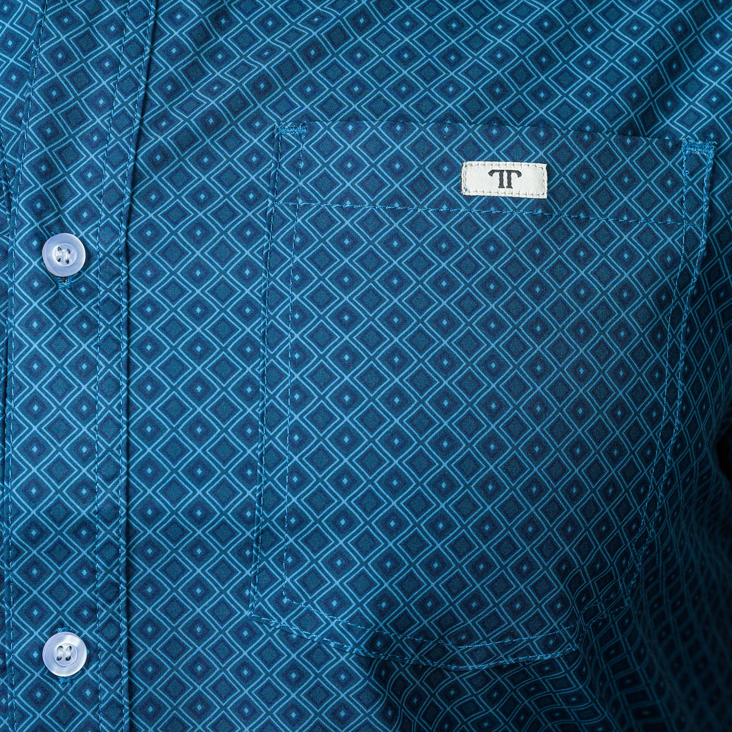 Ferrell Men's Teal Blue Geo Print Western Shirt - Image 1