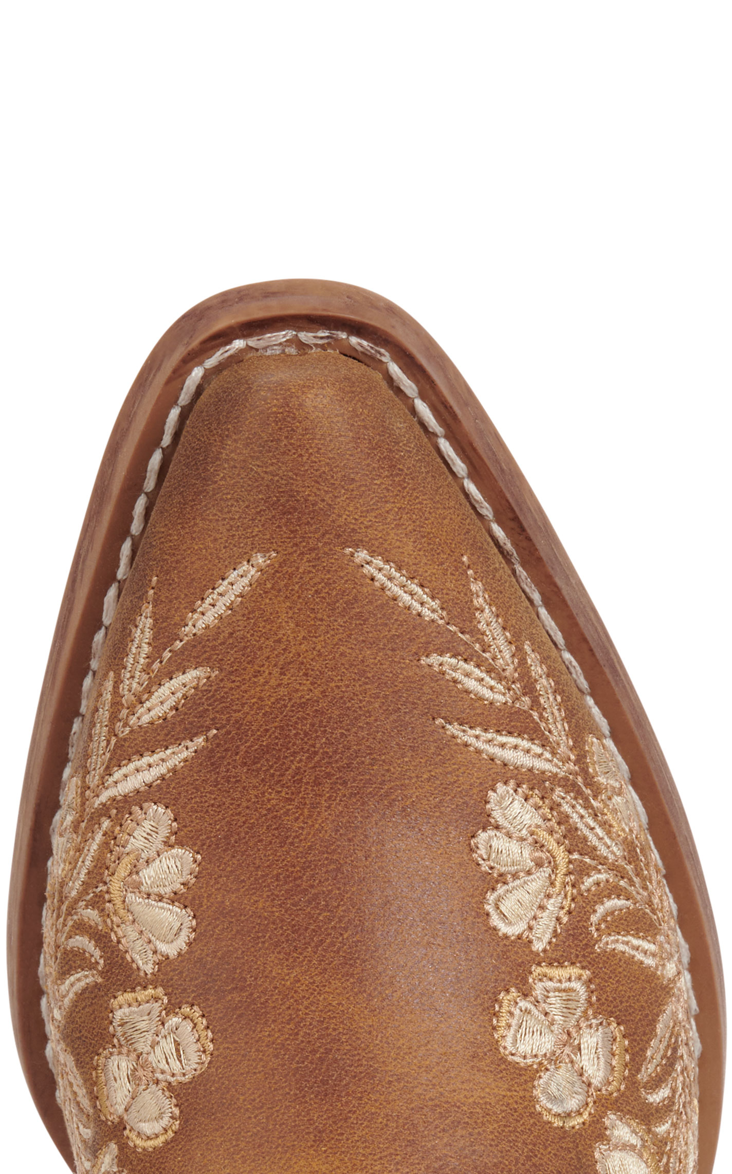 Roper Women's Tan Faux Leather Floral Embroidered Snip Toe Cowboy Boots - Image 1