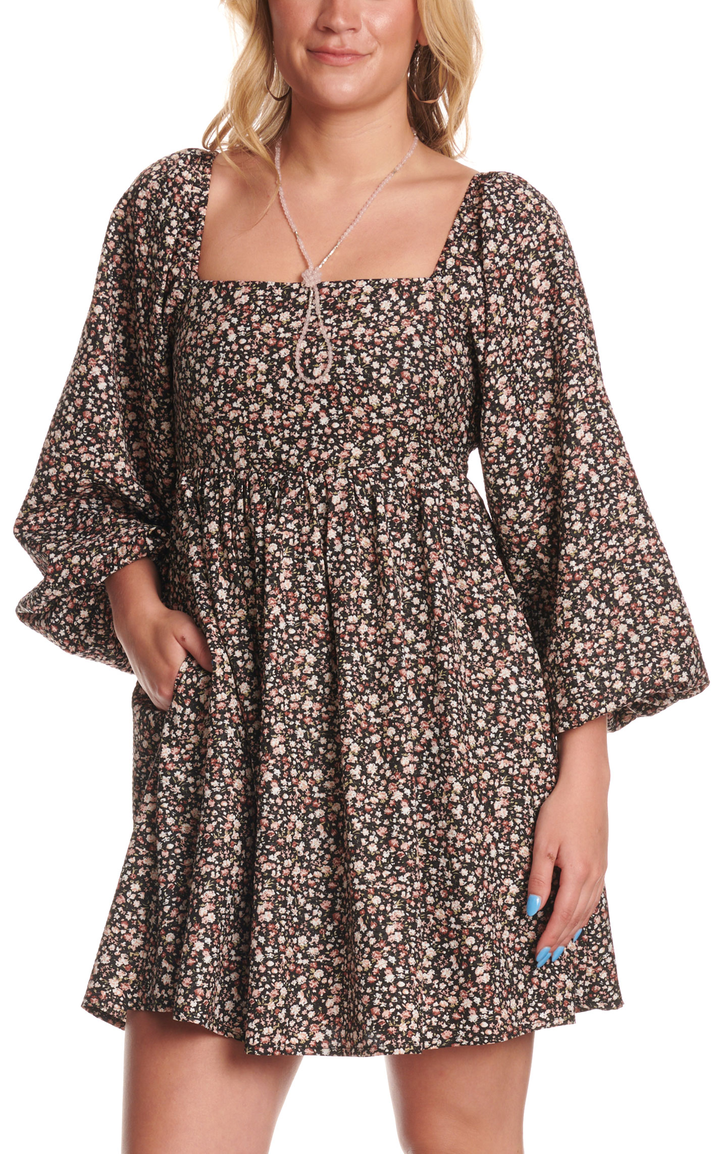 Yura Women's Black & Multi Floral Ditsy Print Mini Dress - Image 1