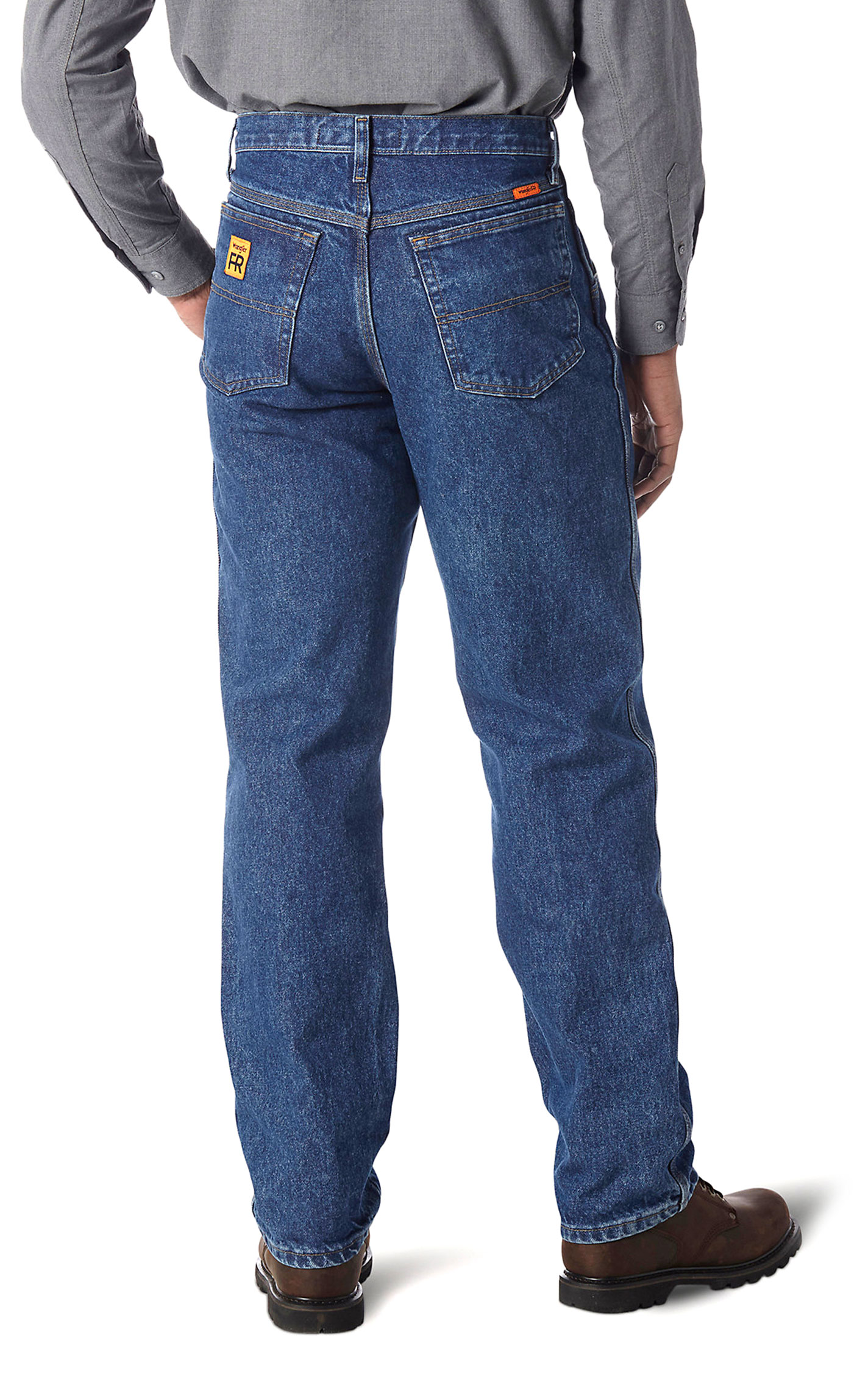 Wrangler Riggs Men's FR Medium Wash Relaxed Fit Work Jeans - Image 1