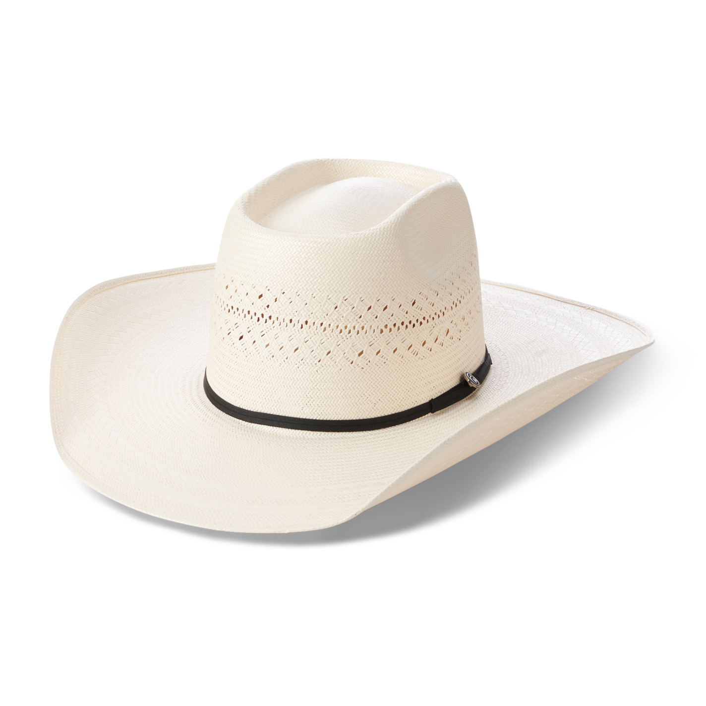 Rafter C Ivory Shantung Vented Brick Crown Straw Cowboy Hat - Image 1