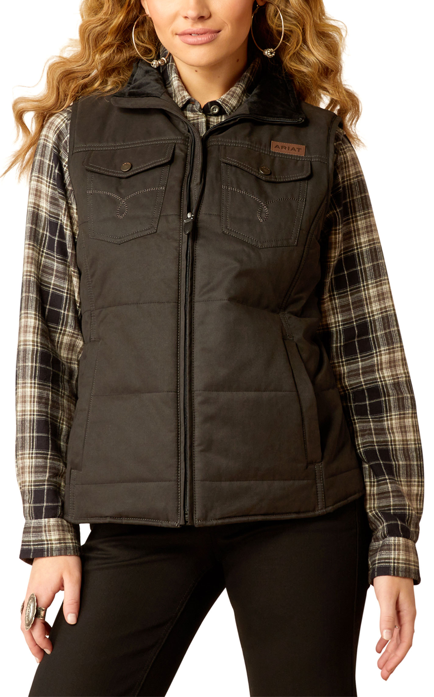 Ariat Women's Grizzly Black Quilted Vest - Image 1