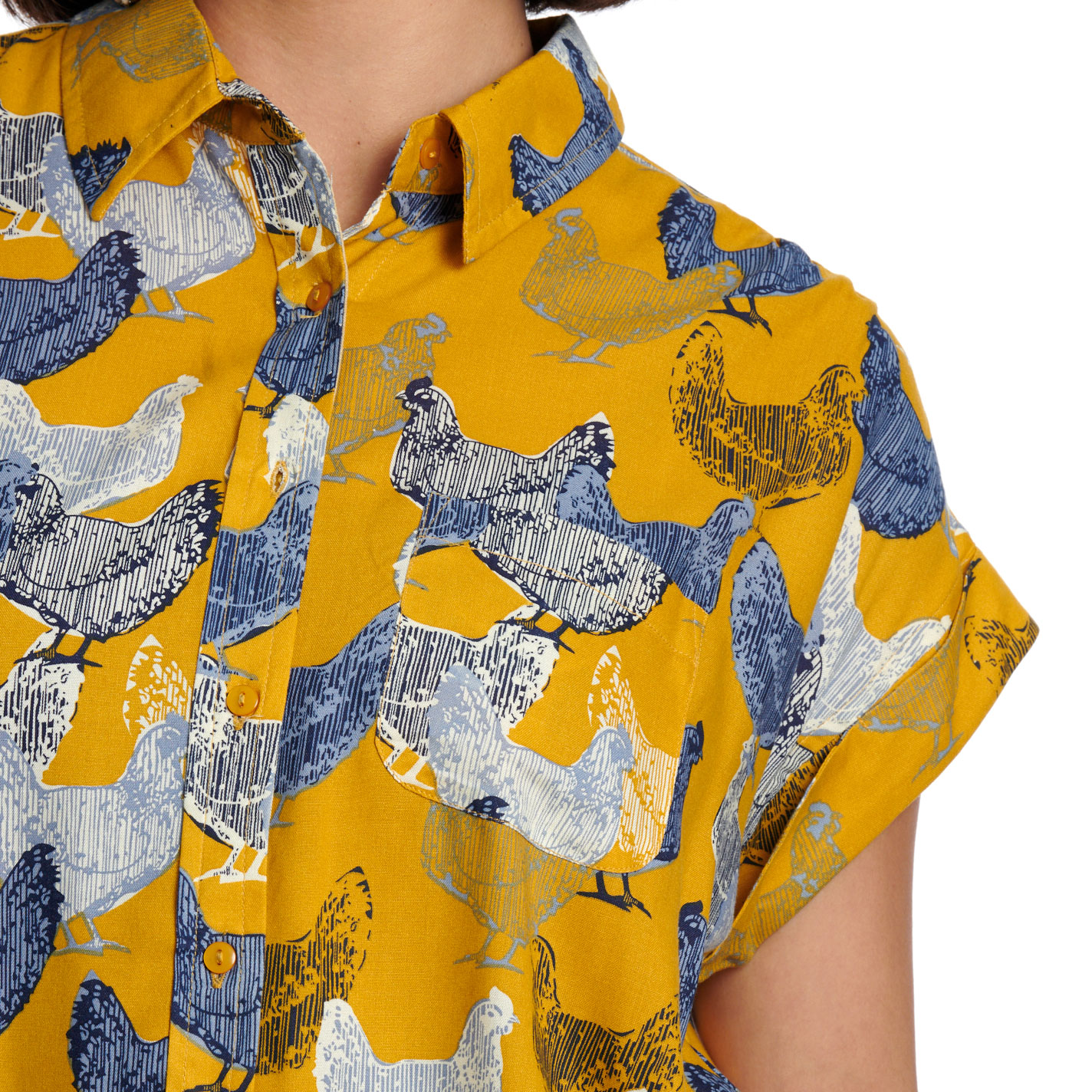 Cotton & Rye Women's Caramel Hen Print Button Up Top - Image 1