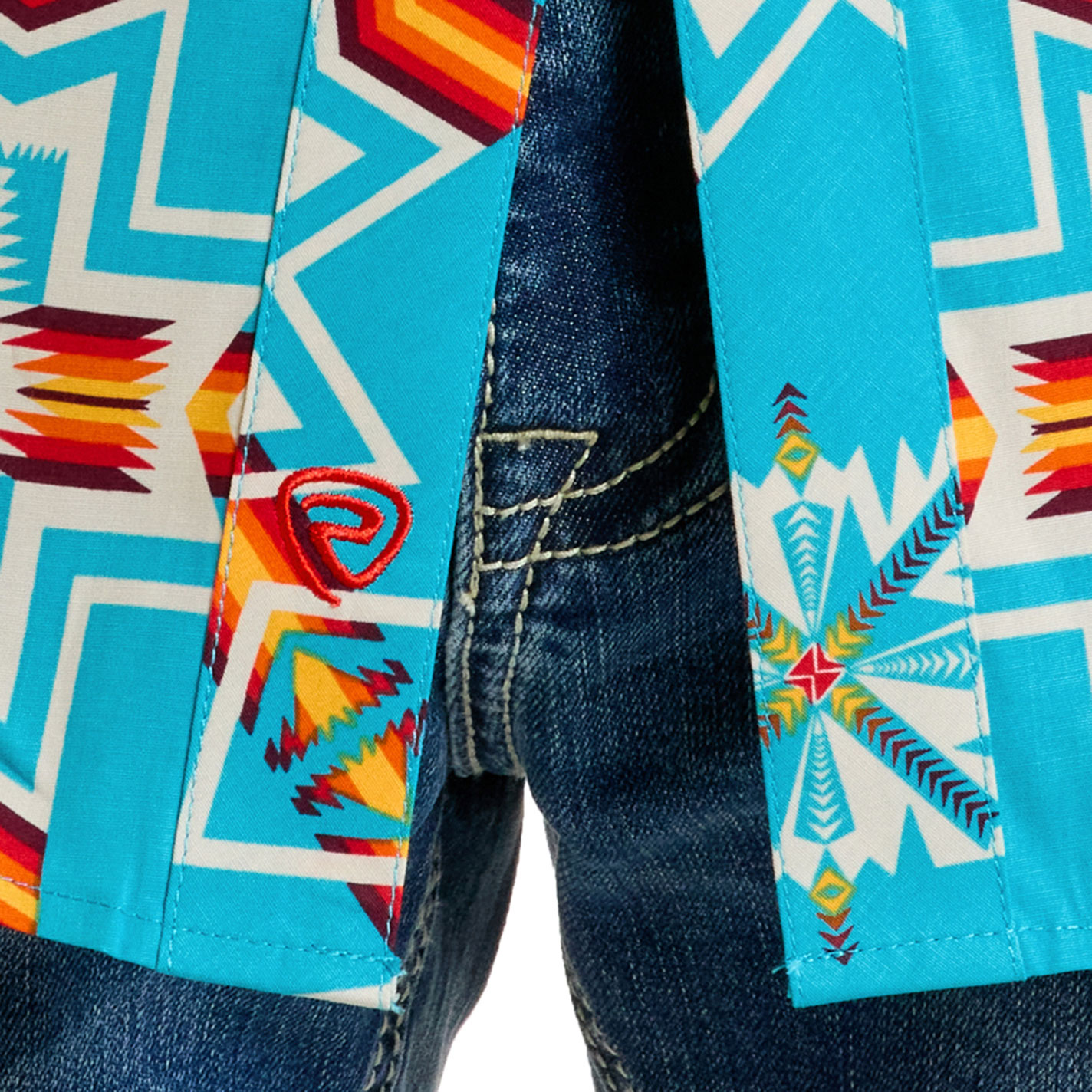Rock & Roll Denim Men's Turquoise Aztec Print Shirt - Image 1