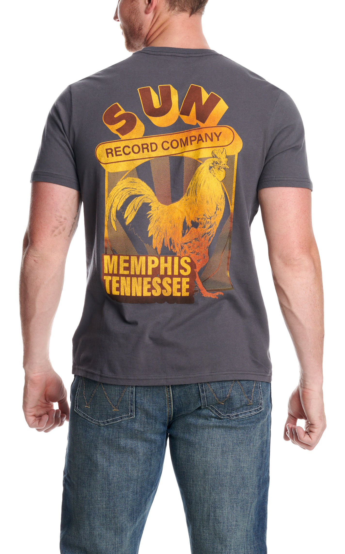 Wrangler Men's Heather Black Sun Record Logo T-Shirt - Image 1