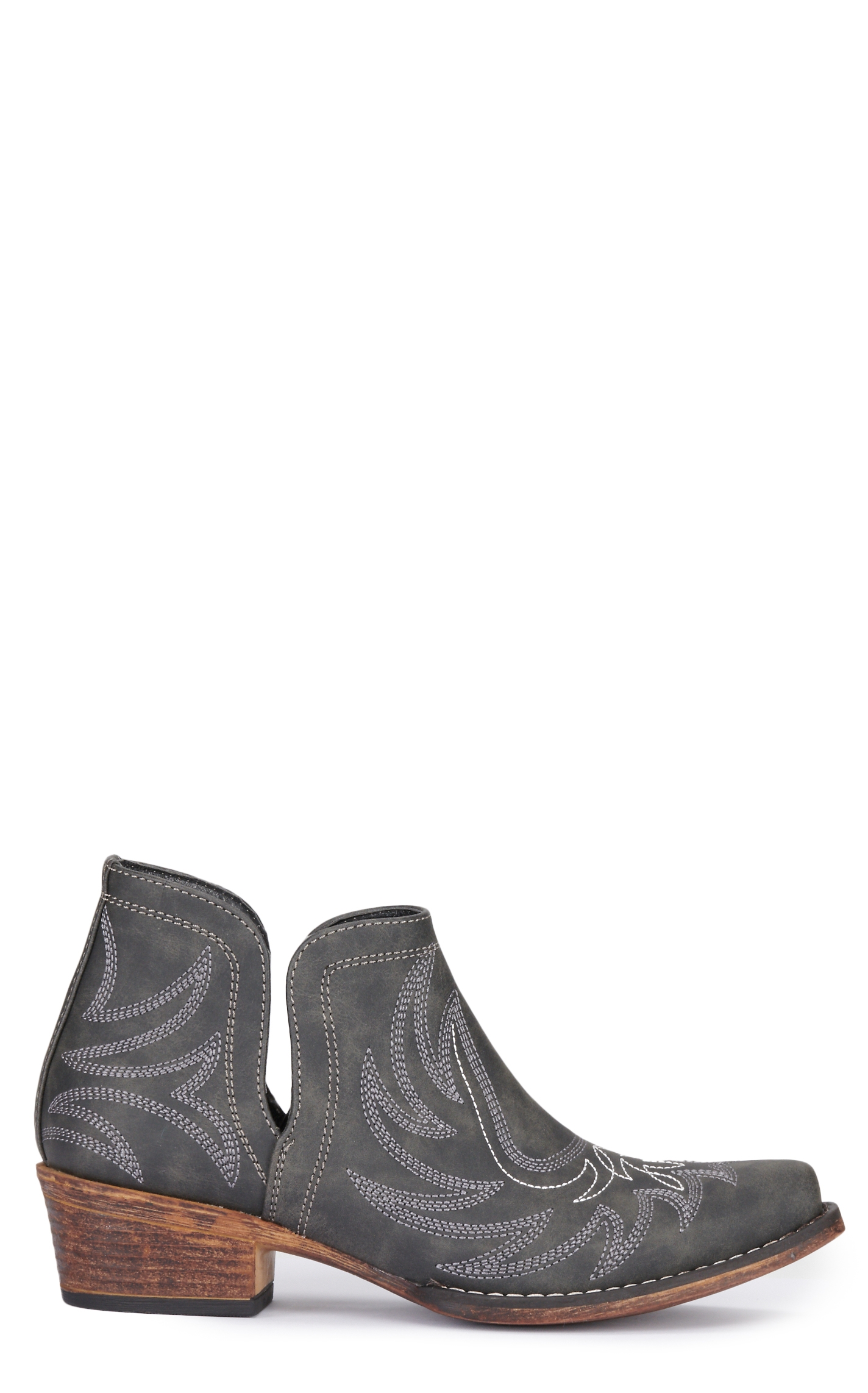 Roper Women's Ava Distressed Black Snip Toe Cowboy Bootie - Image 1