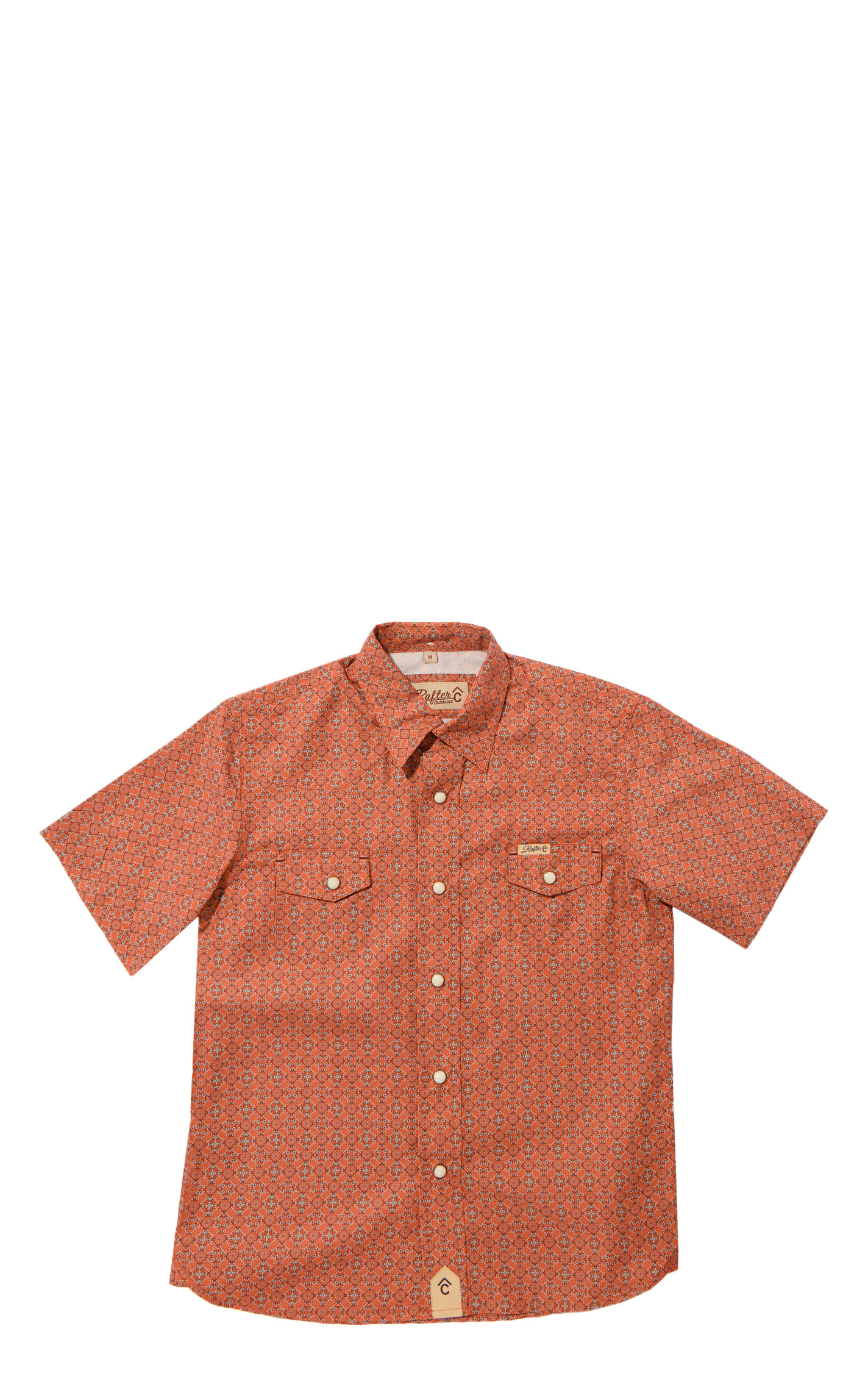 Rafter C Boy's Angler Orange Geo Print Western Shirt - Image 1