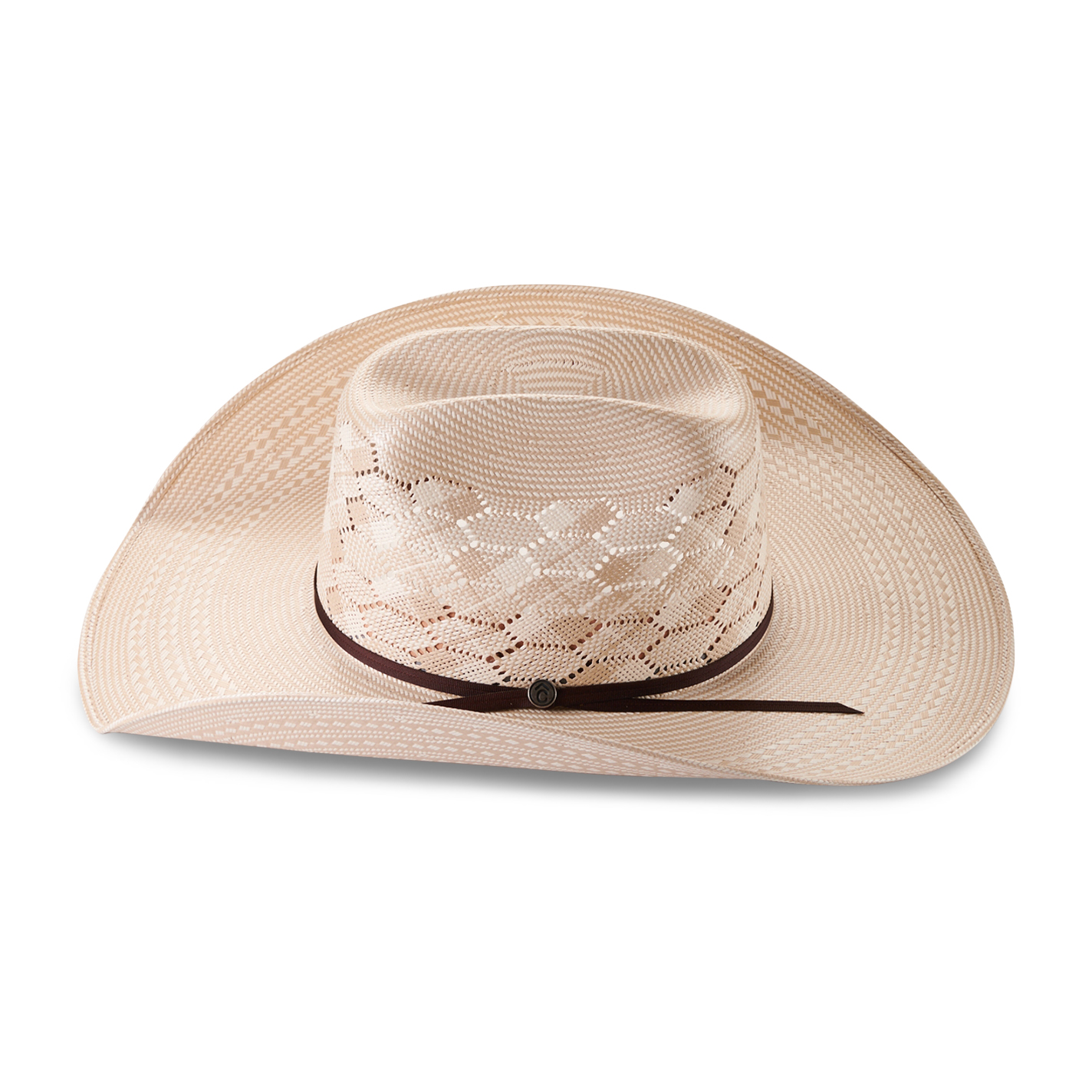 Rafter C Ivory and Tan Shantung Honeycomb Vented Cattleman Straw Cowboy Hat - Image 1
