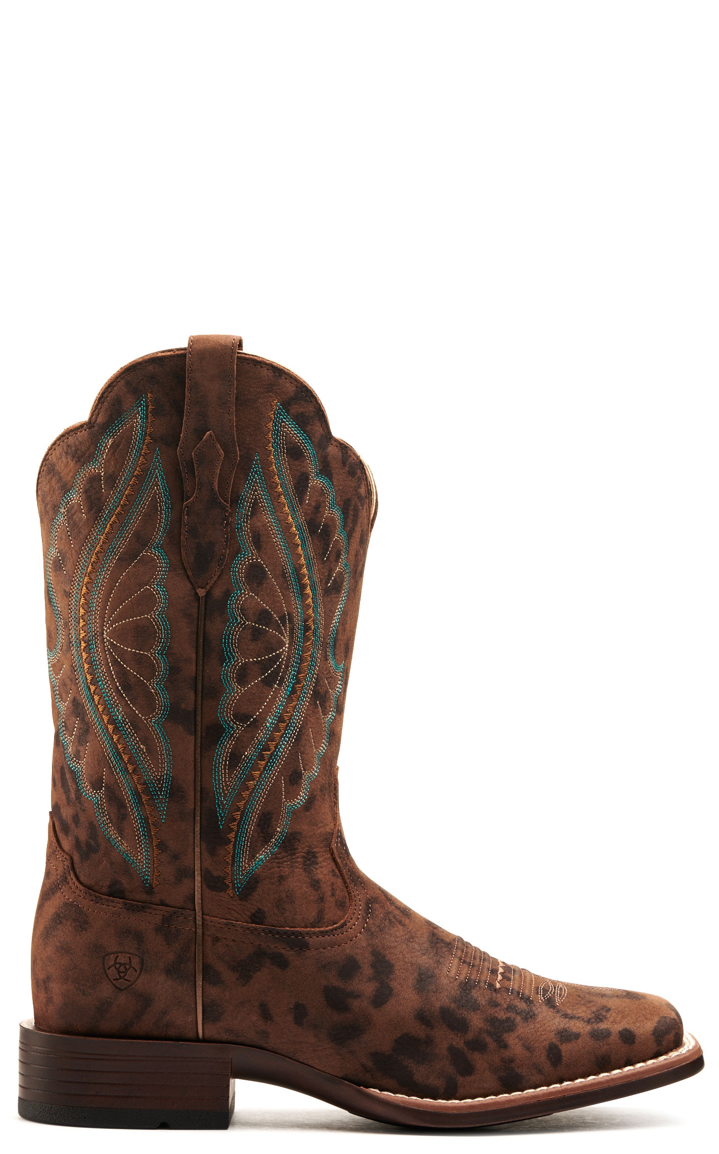 Ariat Women's PrimeTime Brown Faded Leopard Bantamweight Wide Square Toe Cowboy Boots - Image 1