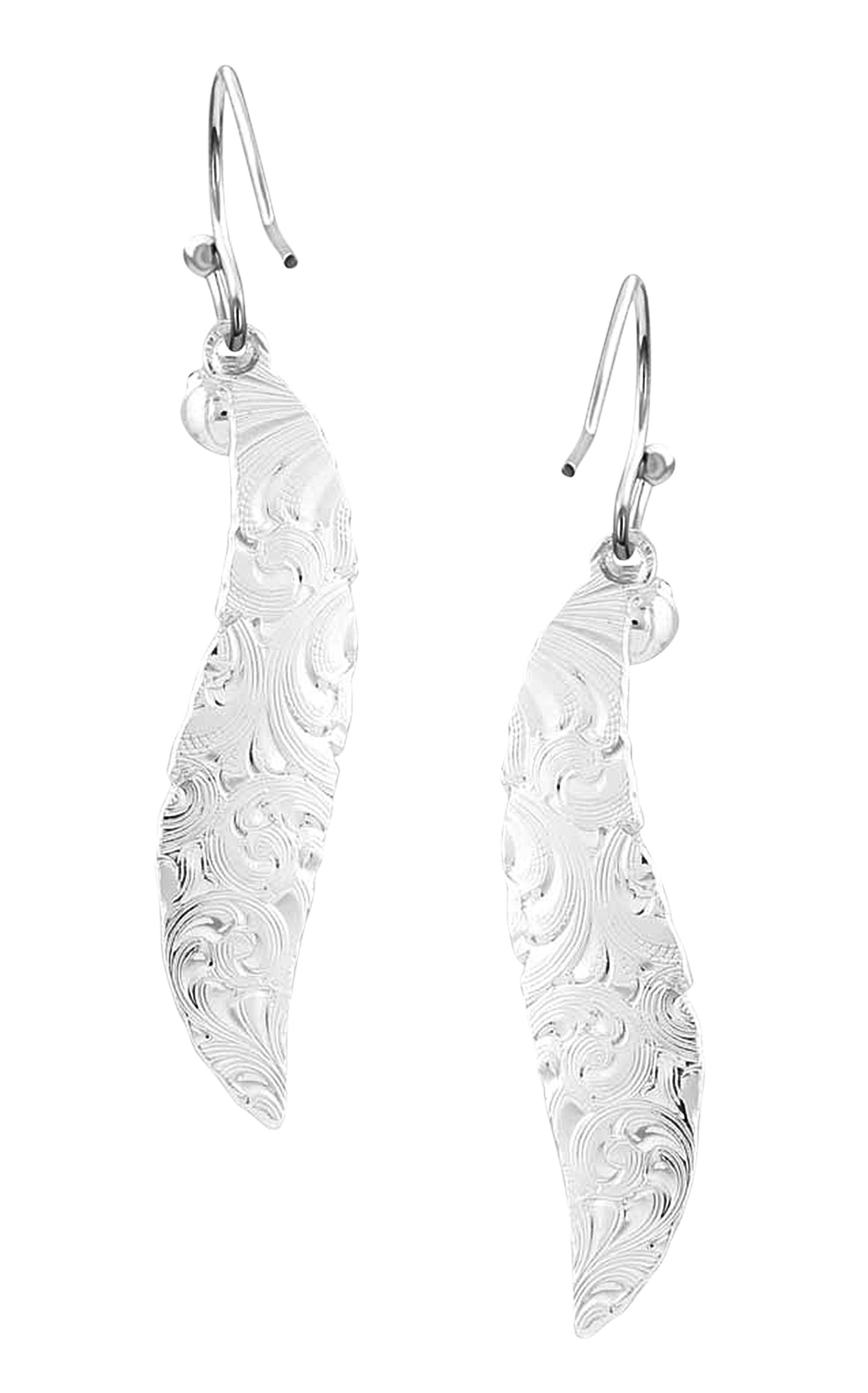 Montana Silversmiths Silver Feather Light Blue Crystal Earrings - Image 1