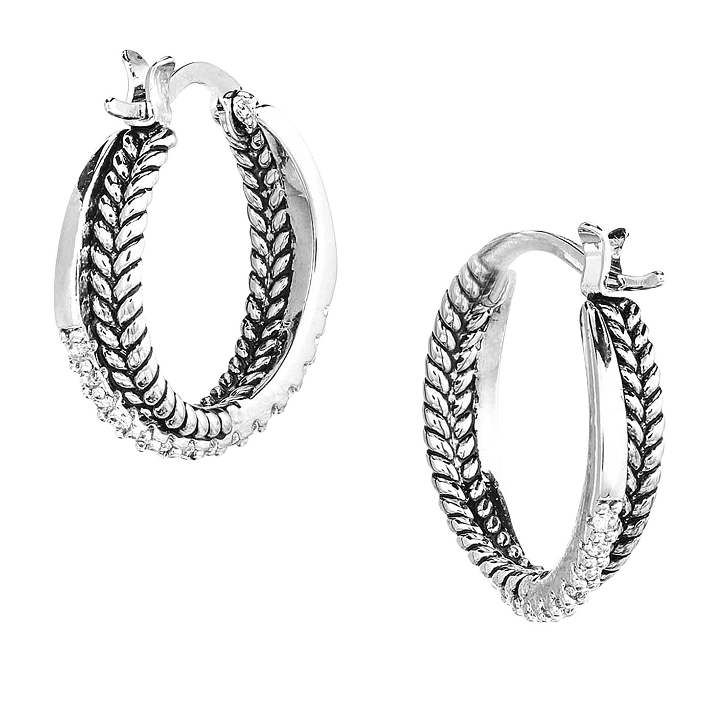 Montana Silversmiths Silver Criss-Crossover Hoop Earrings - Image 1