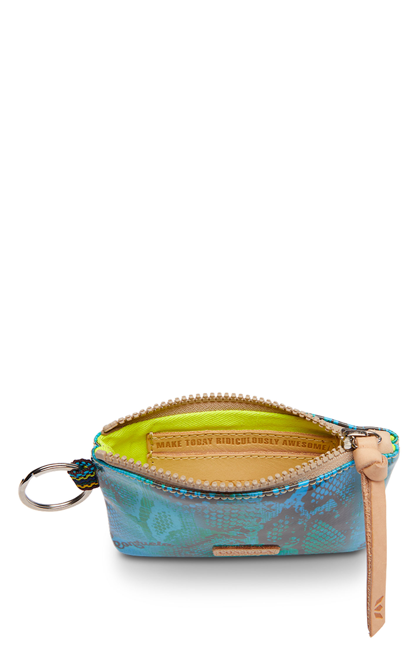 Consuela Cade Turquoise Snake Print Pouch Bag - Image 1