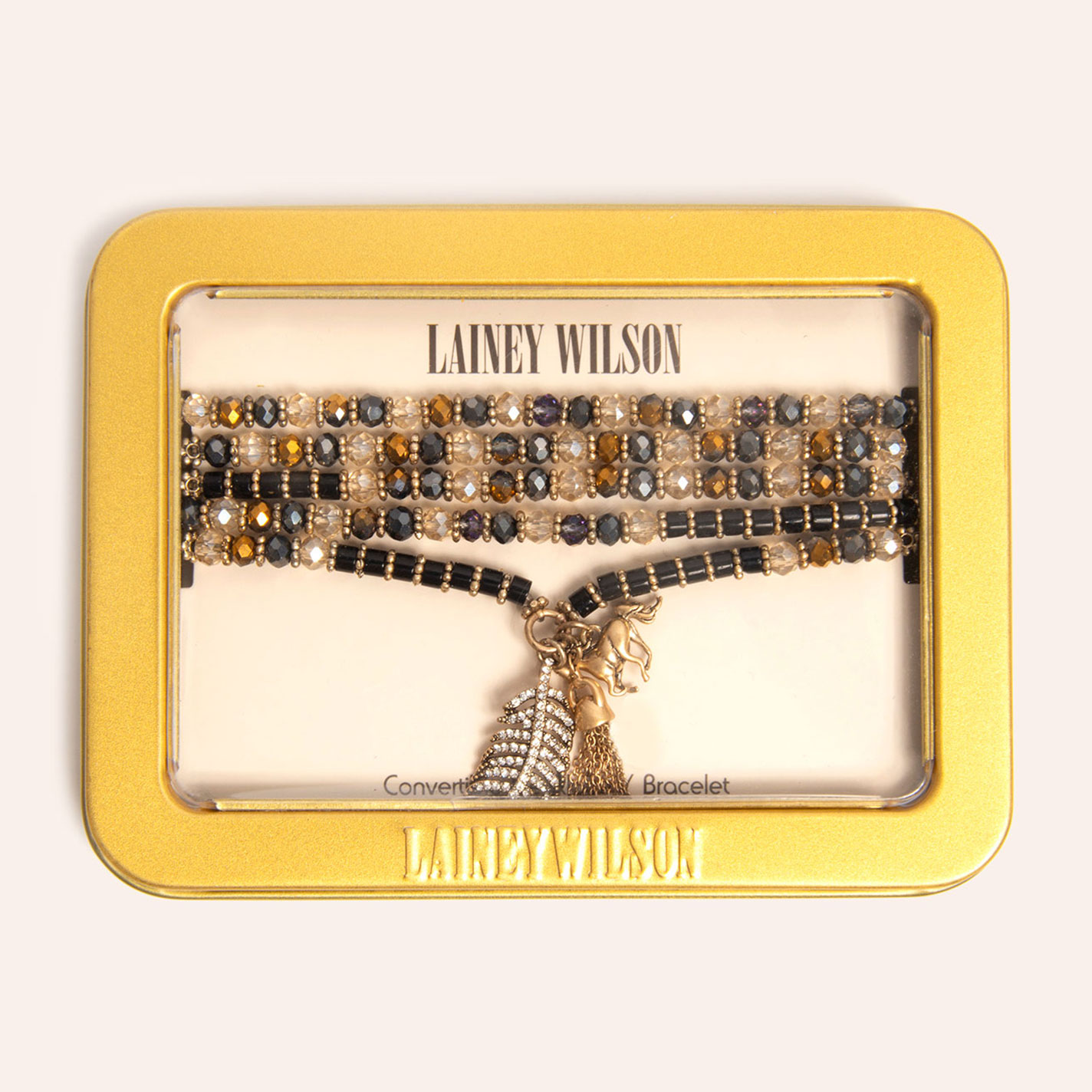 Lainey Wilson Gold & Jet Beaded Convertible Necklace Bracelet - Image 1
