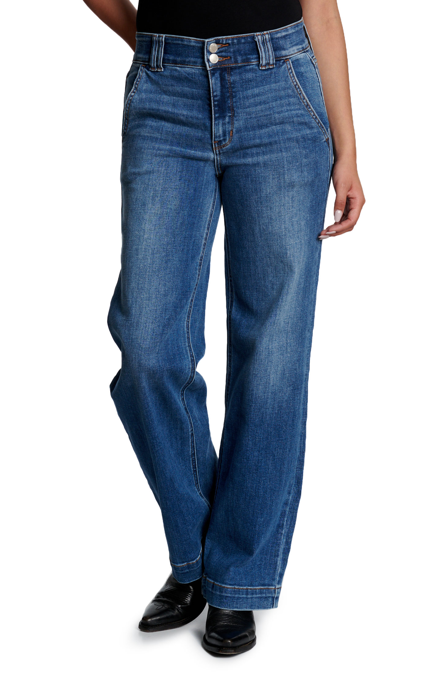 Judy Blue Women's High Waist Double Button Wide Leg Jeans - Image 1