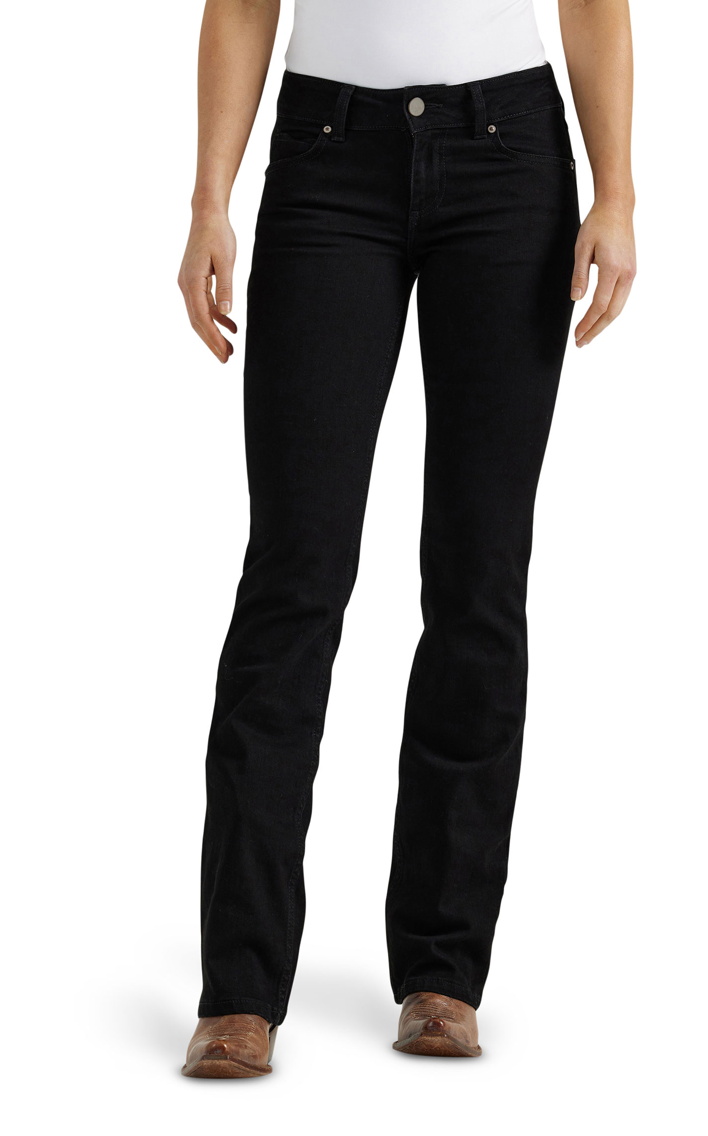 Wrangler Women's Black Mid Rise Boot Cut Jeans - Image 1