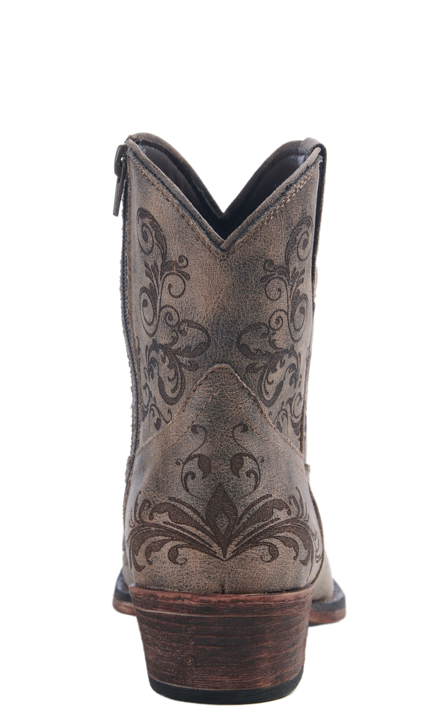 Roper Women's Brown Laser Print Snip Toe Cowboy Booties - Image 1