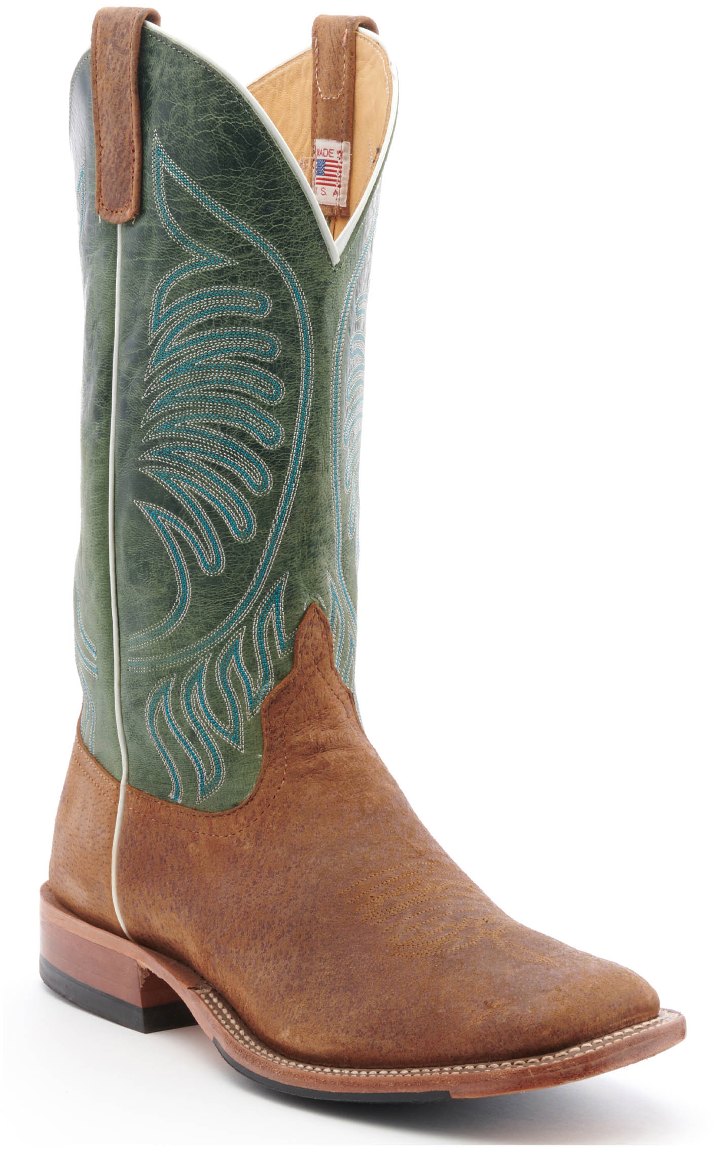 Anderson Bean Men's Havana Boar Rust and Moss Maddog Wide Square Toe Cowboy Boot - Image 1