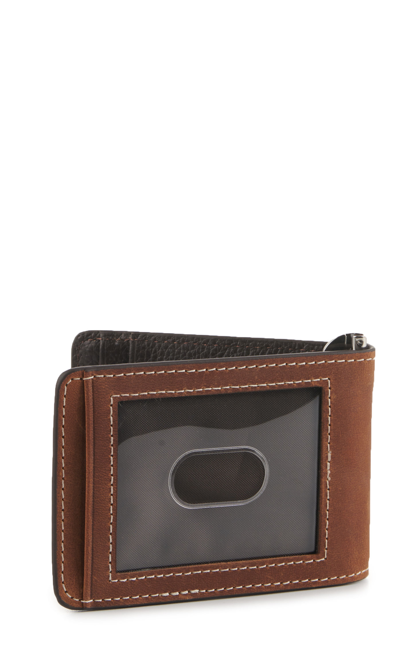 Rafter C Men’s Tan Leather Tooled Turquoise Underlay Slim Bifold Money Clip Wallet - Image 1