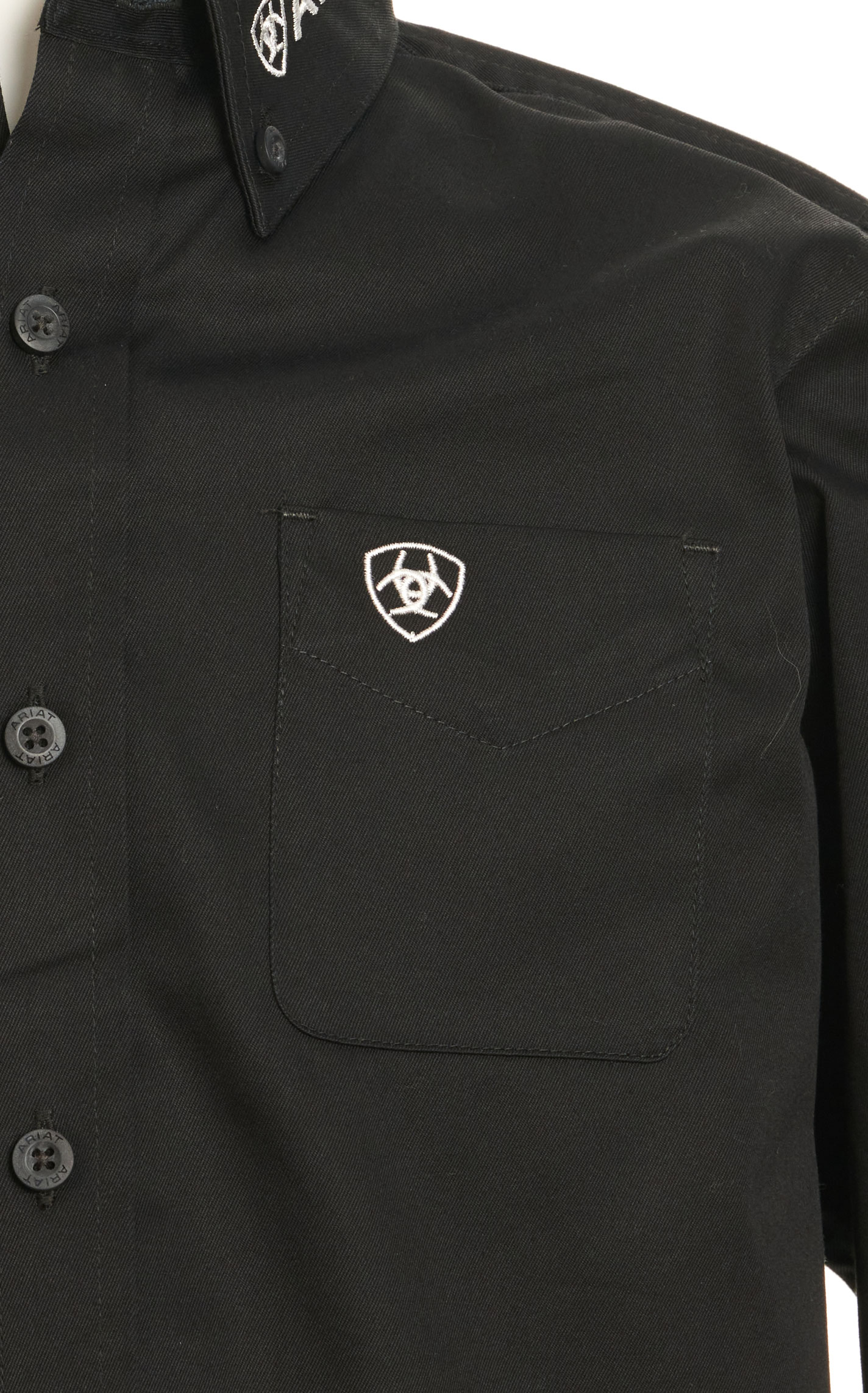 Ariat Boy's Black & White Team Logo Embroidered Long Sleeve Western Shirt  - Image 4