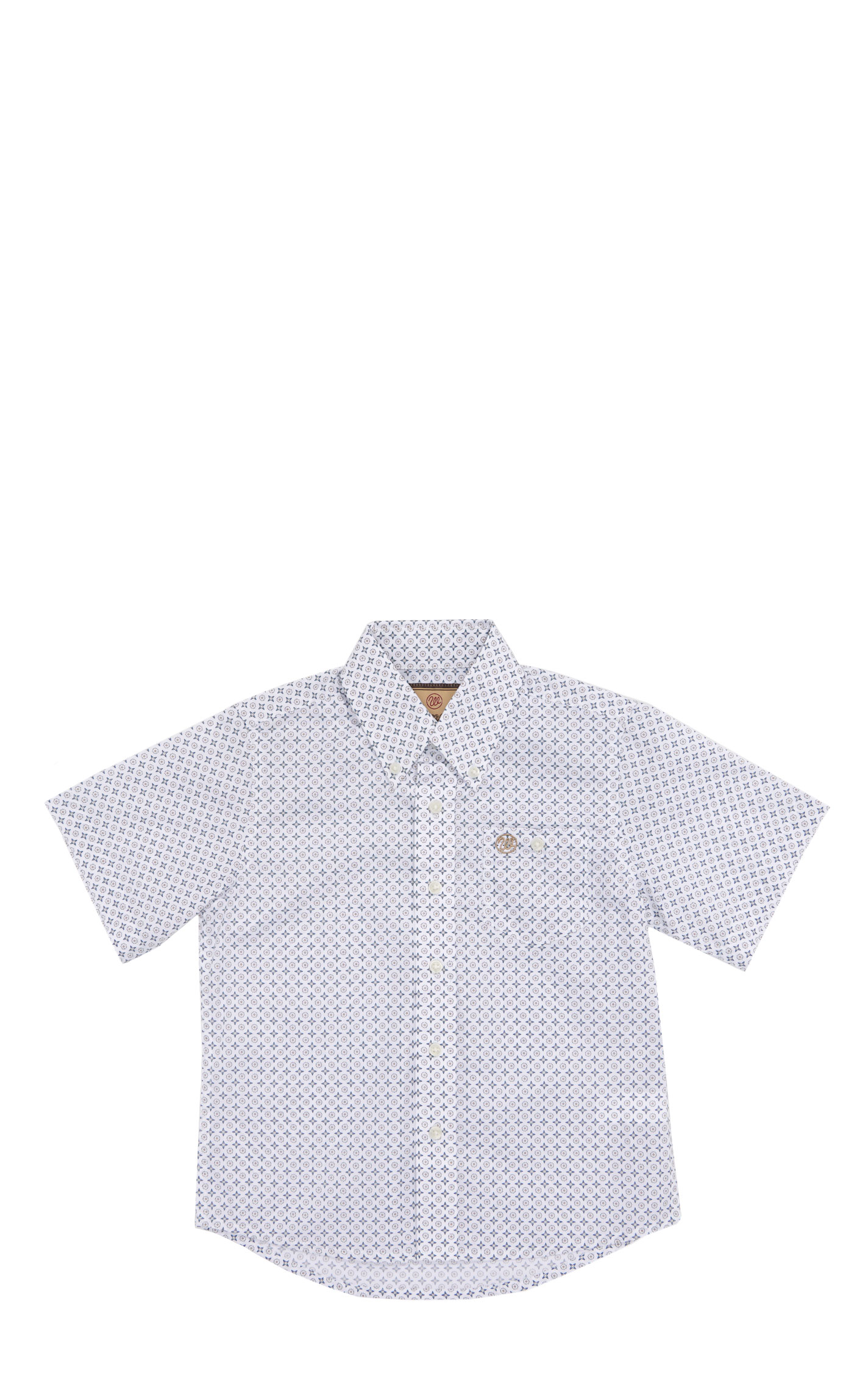 Wrangler Classic Boy's Blue Geo Print Short Sleeve Shirt - Image 1