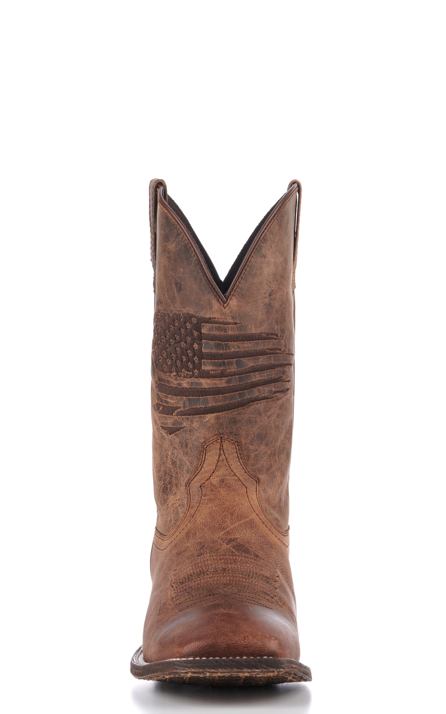 Ariat Men's Circuit Patriot Weathered Tan Embroidered Flag Wide Square Toe Cowboy Boots - Image 1