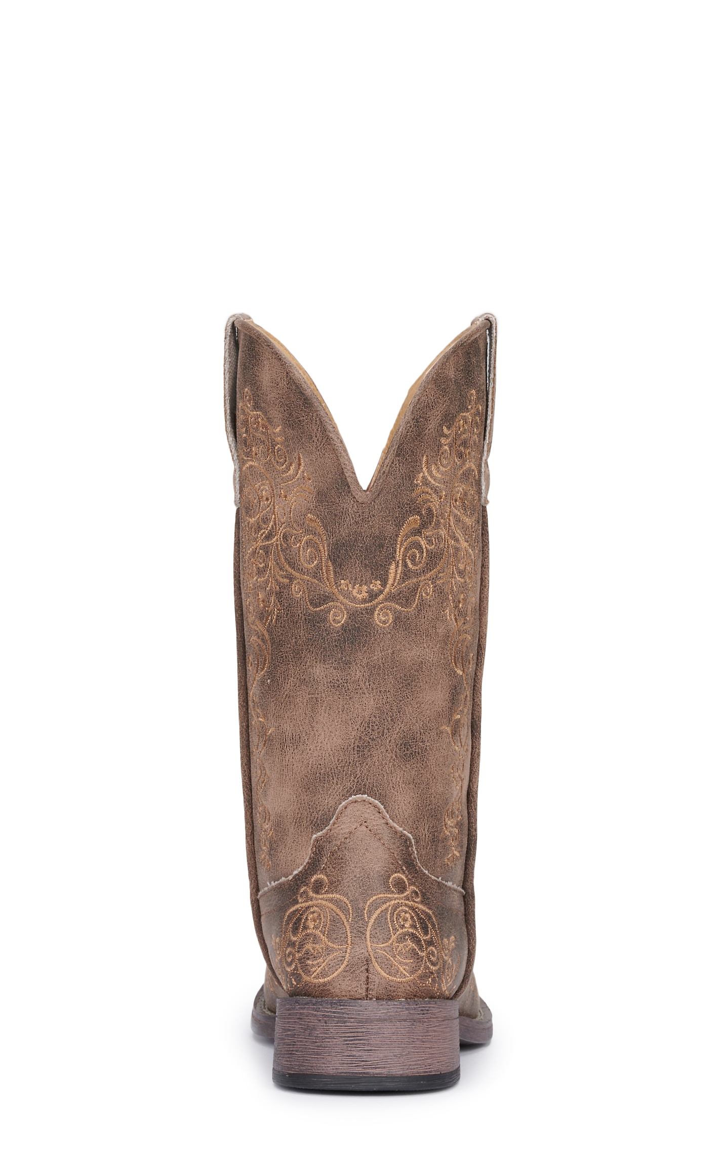 Roper Women's Brown Bomber with Scroll Embroidery Wide Square Toe Cowboy Boots - Image 1